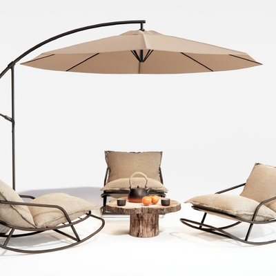  现代户外摇椅 躺椅su模型 