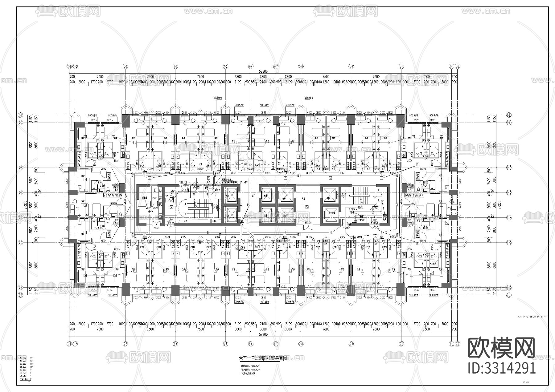 酒店塔楼电CAD施工图下载（渲染图3）