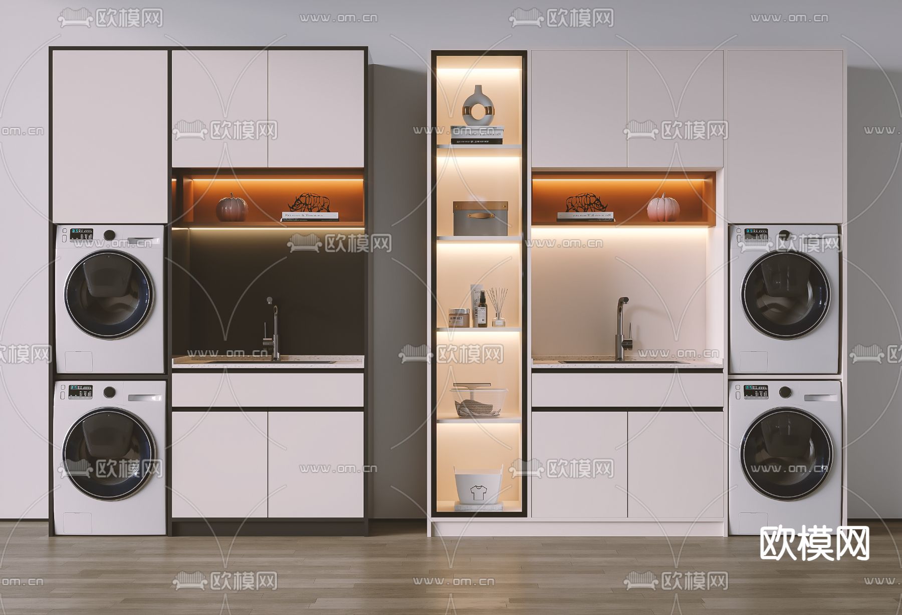 现代阳台柜 洗衣机柜3d模型下载