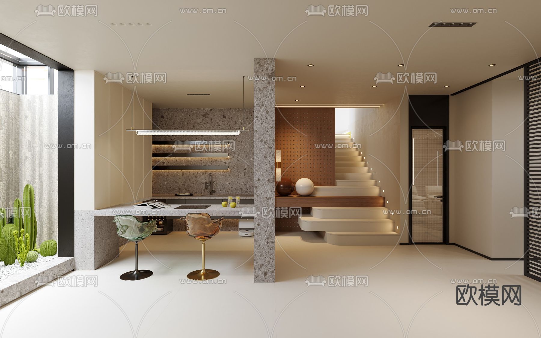 健身房 健身区3d模型下载（渲染图2）