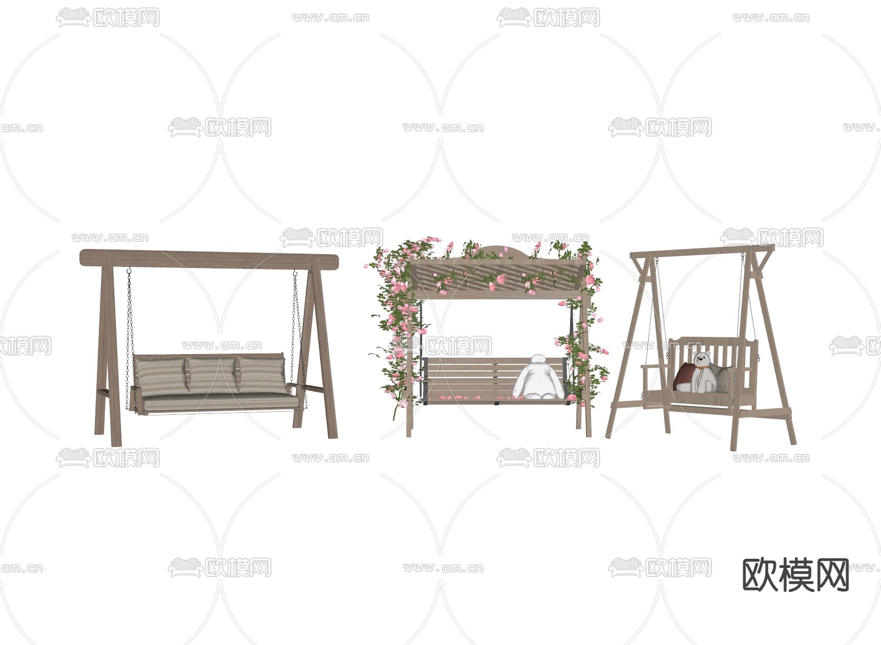 秋千椅 吊椅su模型下载（渲染图1）