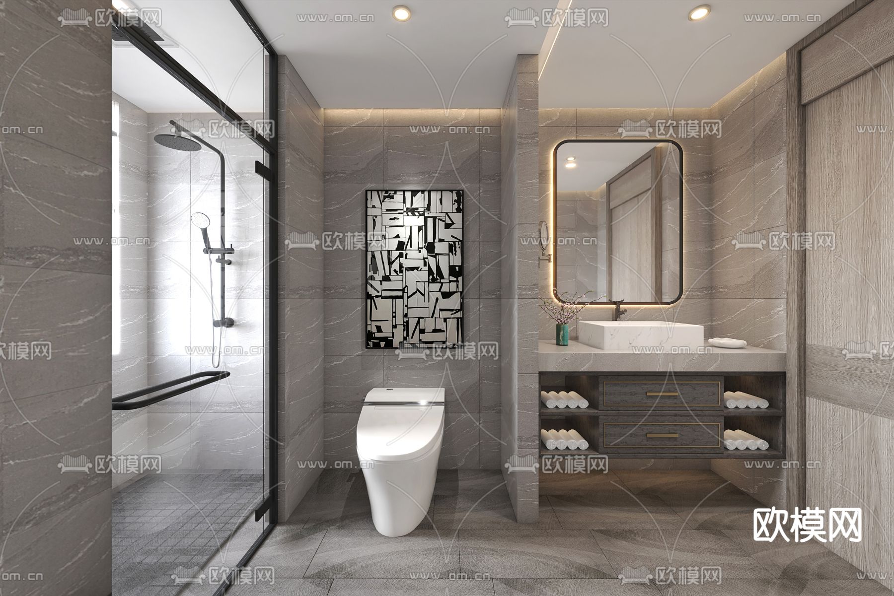 现代卫生间 浴室 洗手间3d模型下载