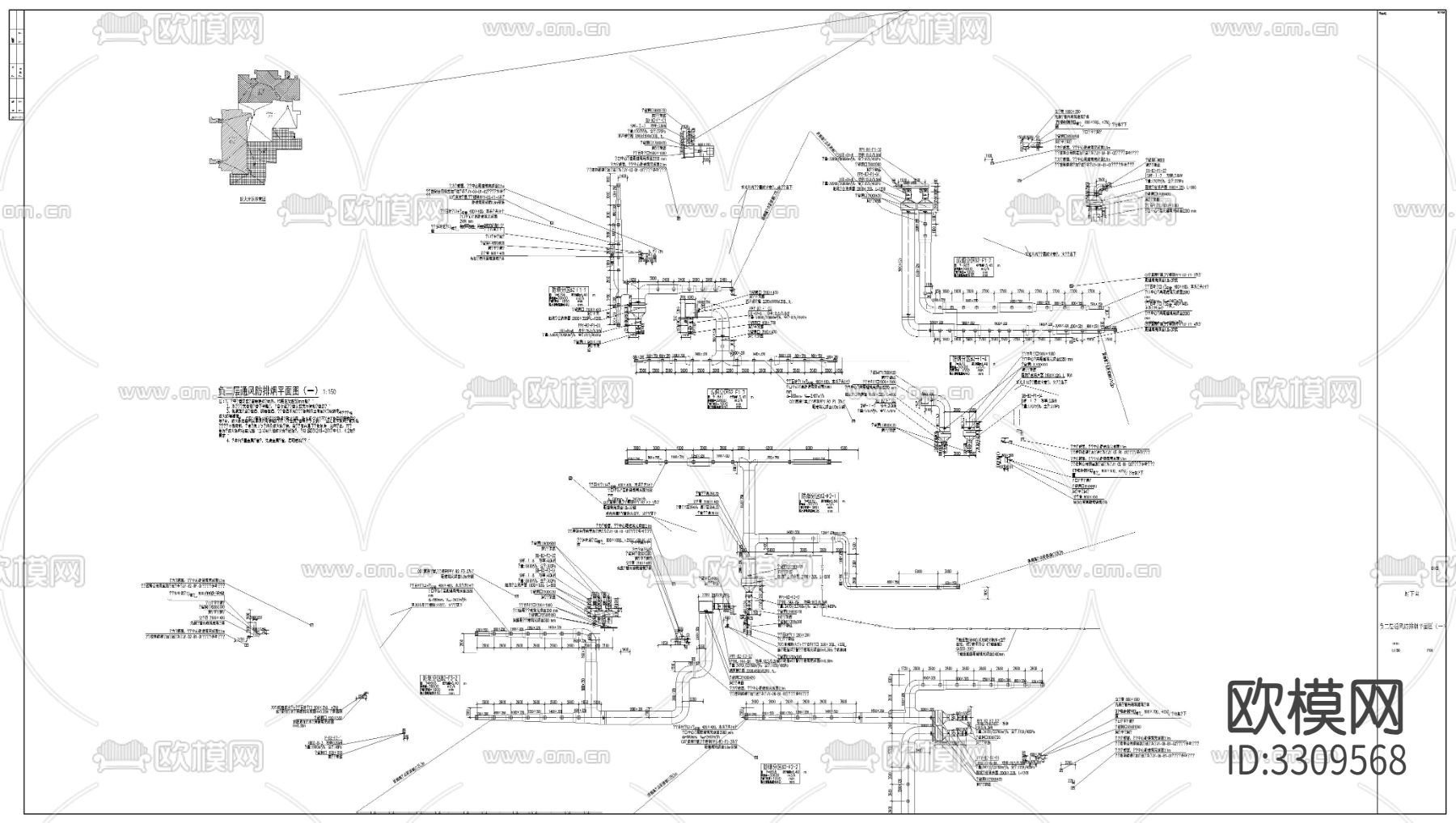 小区地下室暖通图cad施工图下载（渲染图5）