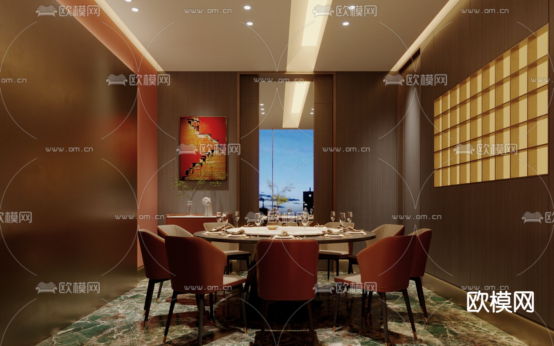 中餐厅包间 包厢 包房3d模型下载（渲染图2）