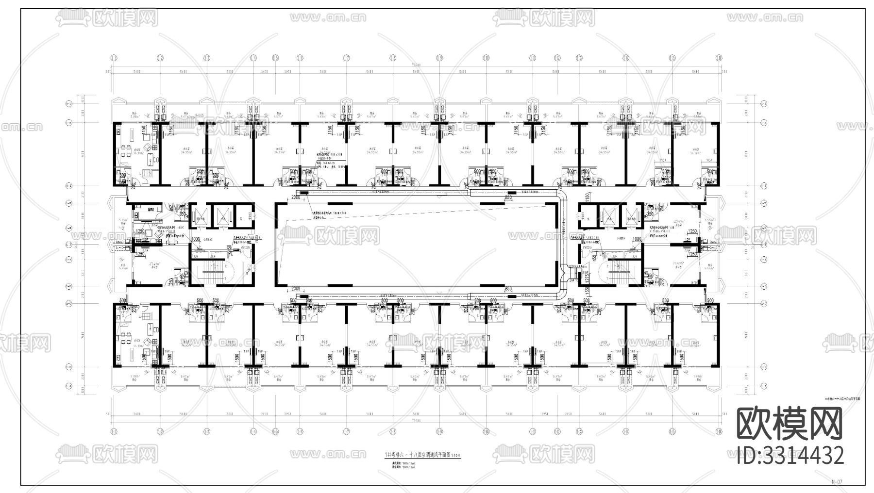 办公楼暖通图CAD施工图下载（渲染图3）