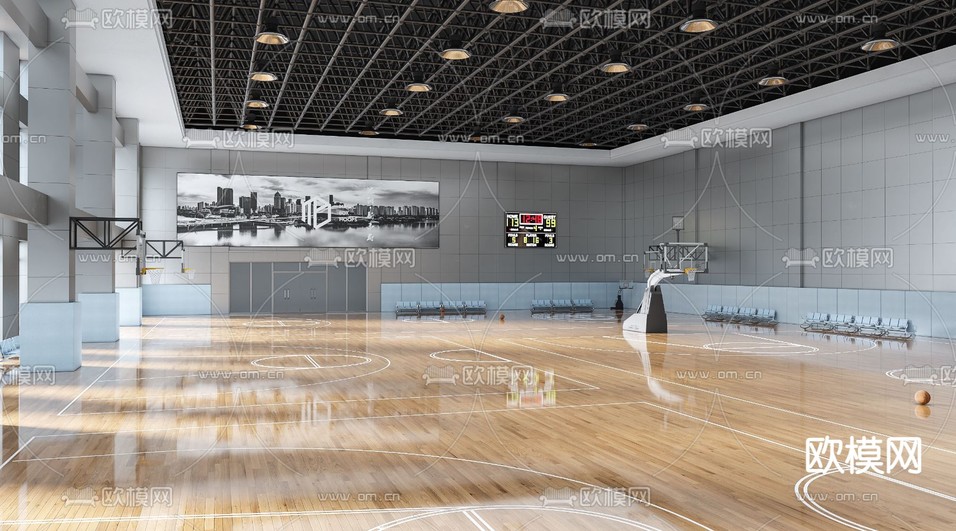 篮球场 球馆3d模型下载(渲染图1)