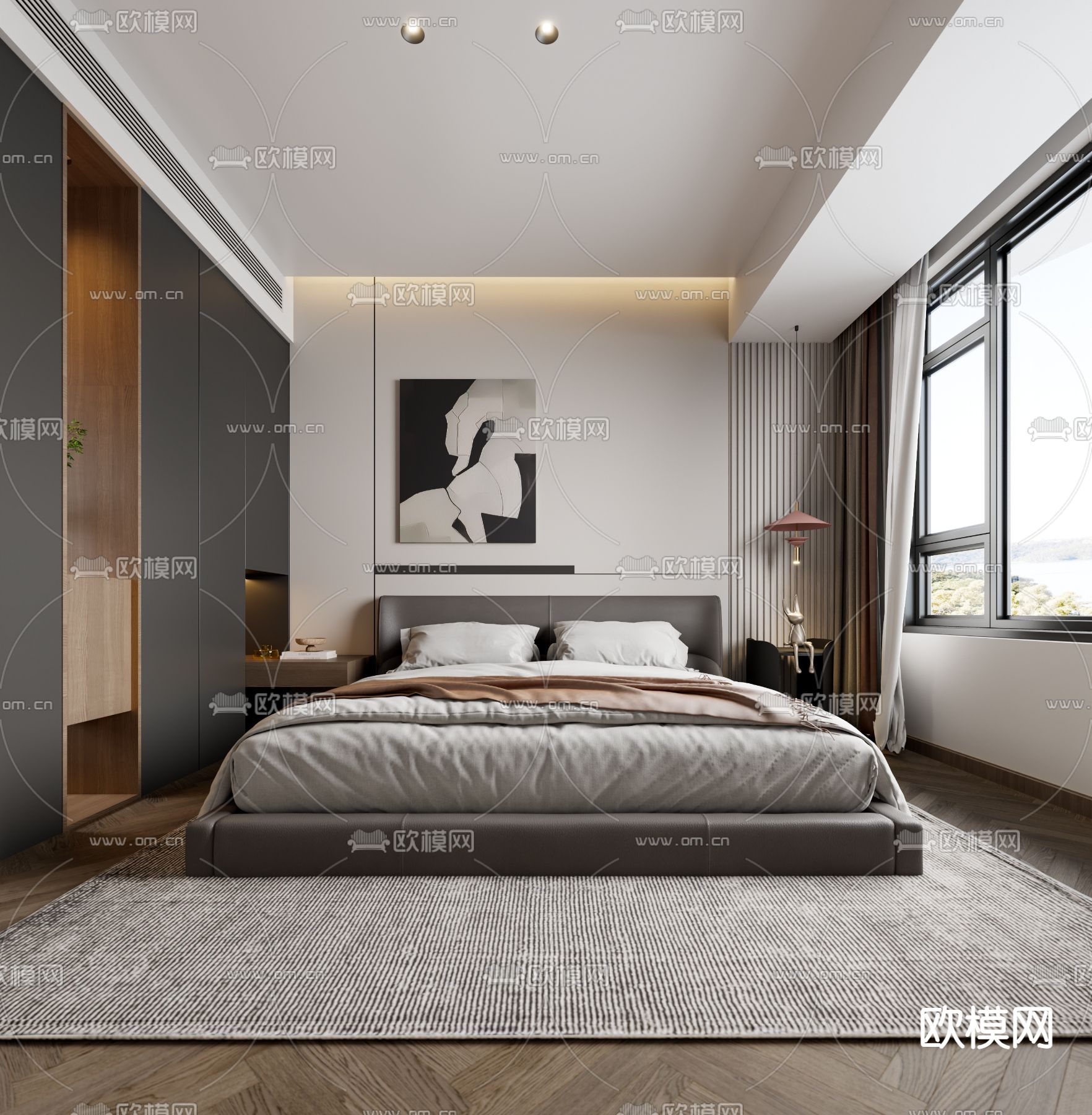 现代卧室 主人房3d模型下载