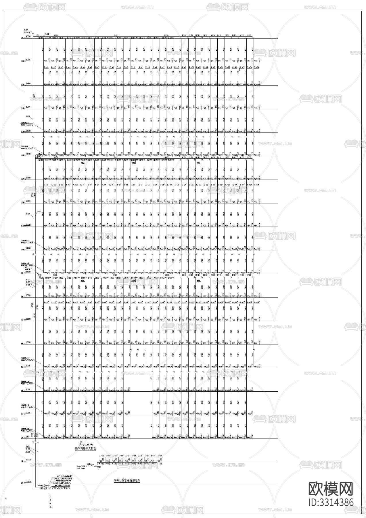 办公楼水电CAD施工图下载（渲染图10）