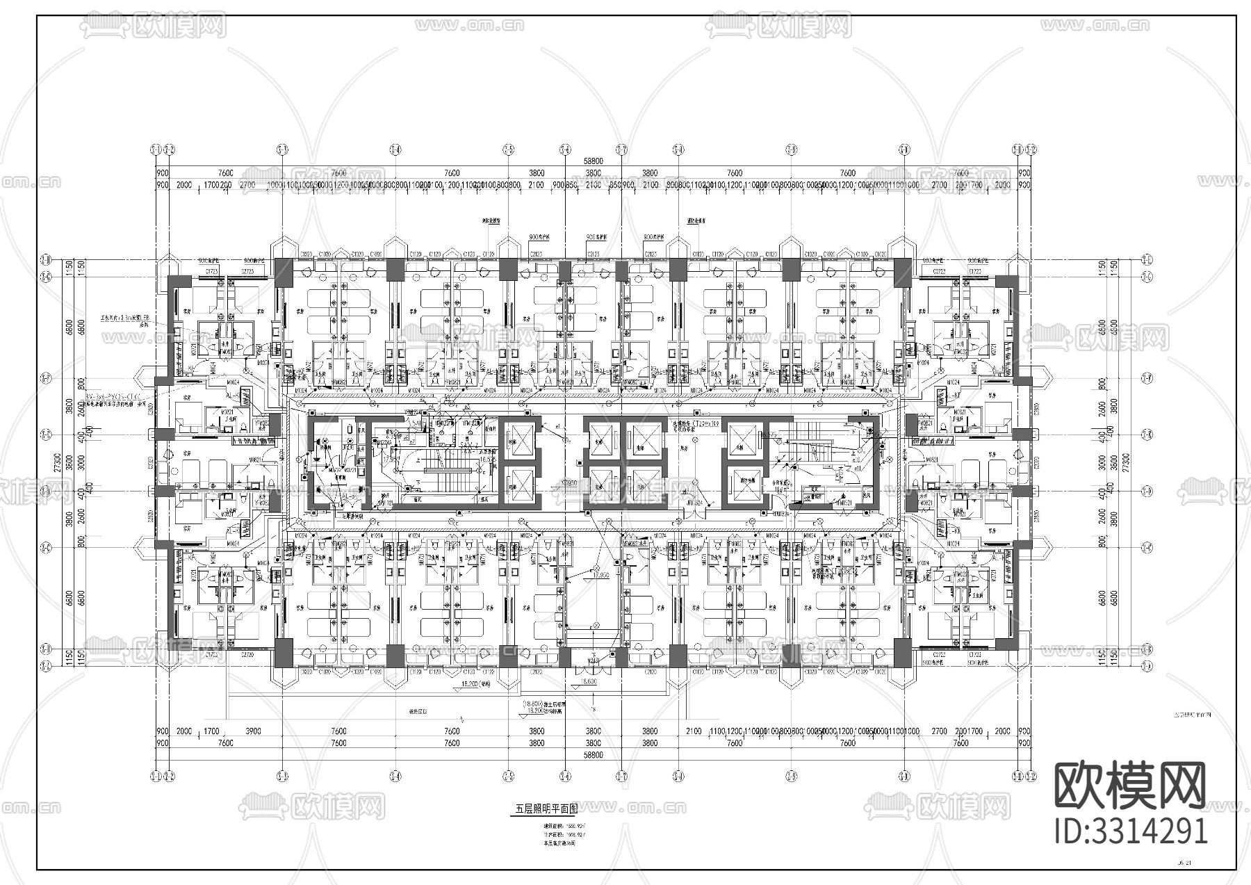 酒店塔楼电CAD施工图下载（渲染图9）