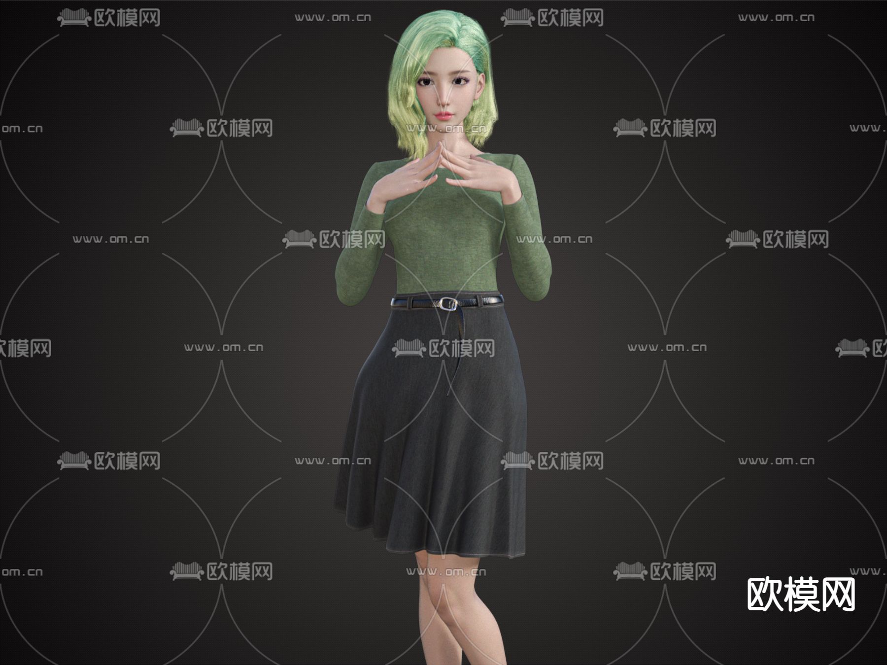 气质美女 模特女人3d模型下载（渲染图1）