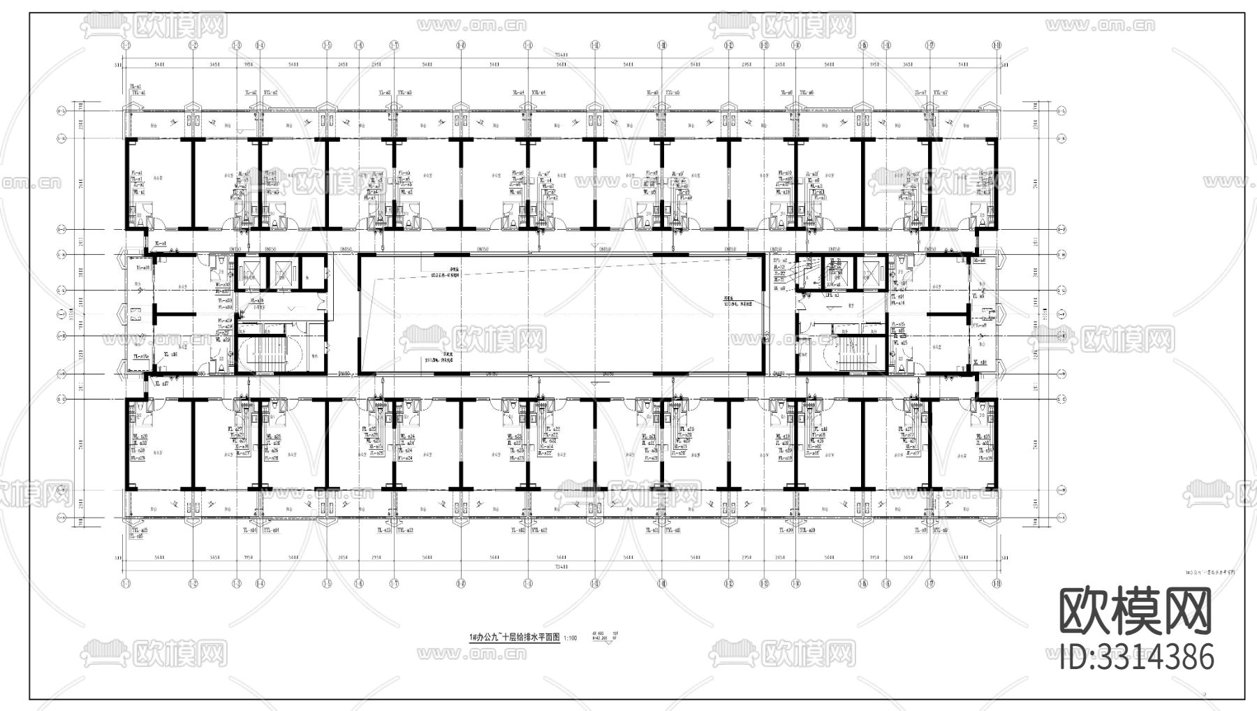 办公楼水电CAD施工图下载（渲染图2）