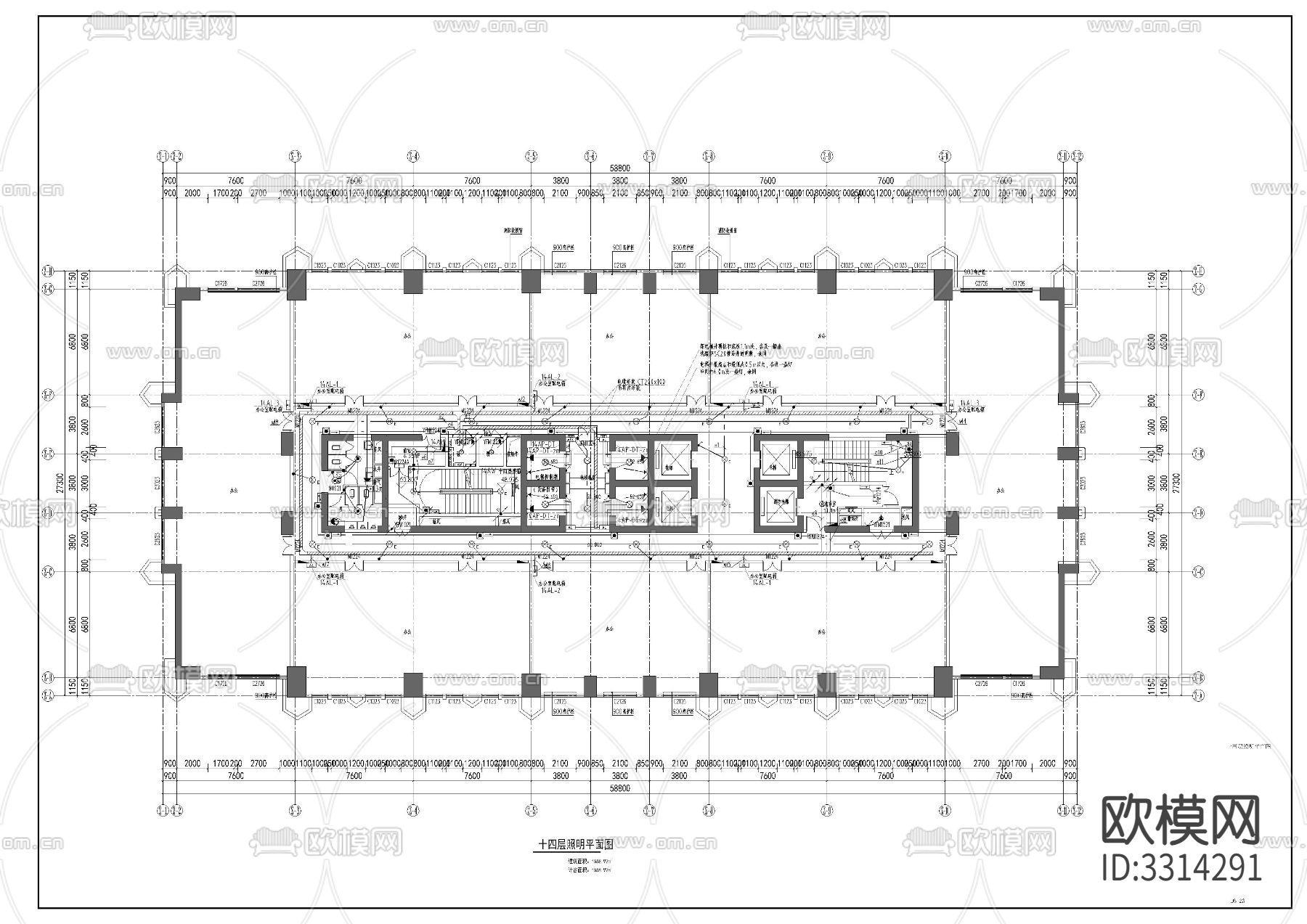 酒店塔楼电CAD施工图下载（渲染图1）