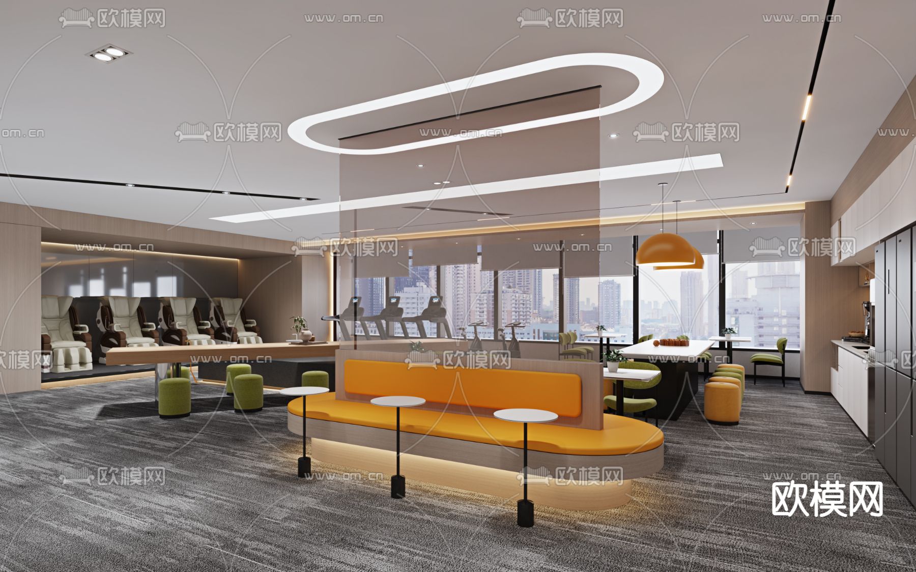 办公室茶水间 休息区3d模型下载（渲染图2）