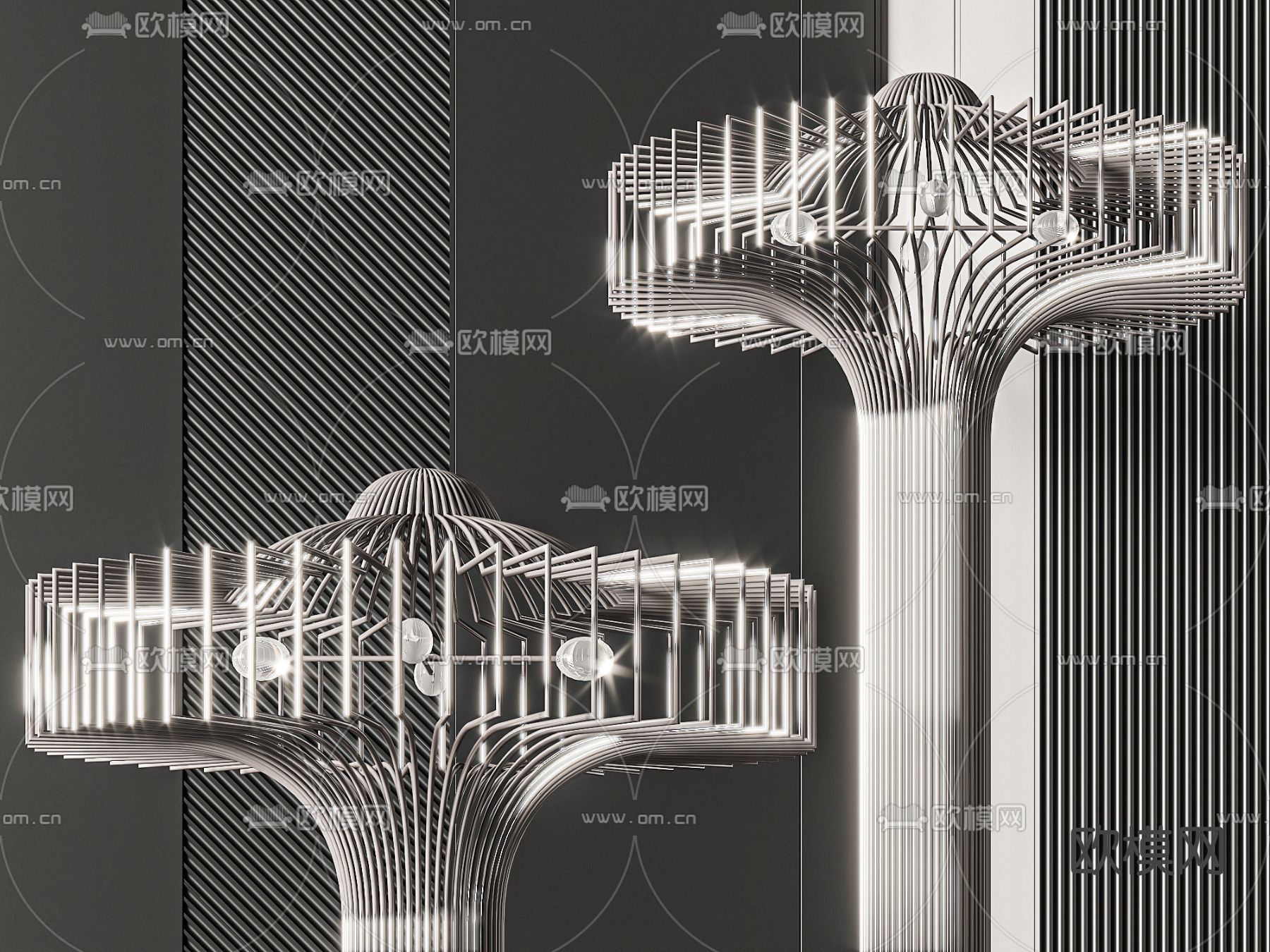 工业风装饰灯 铁艺大堂灯3d模型下载