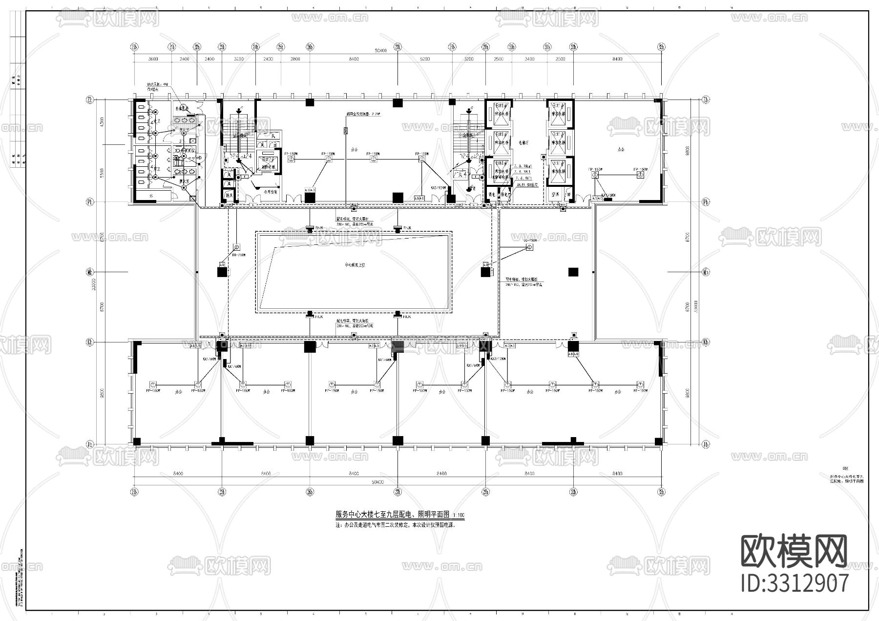 高层办公楼电气图下载（渲染图3）