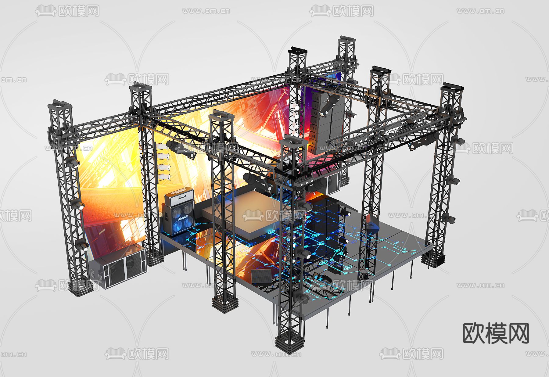 舞台 表演台3d模型下载