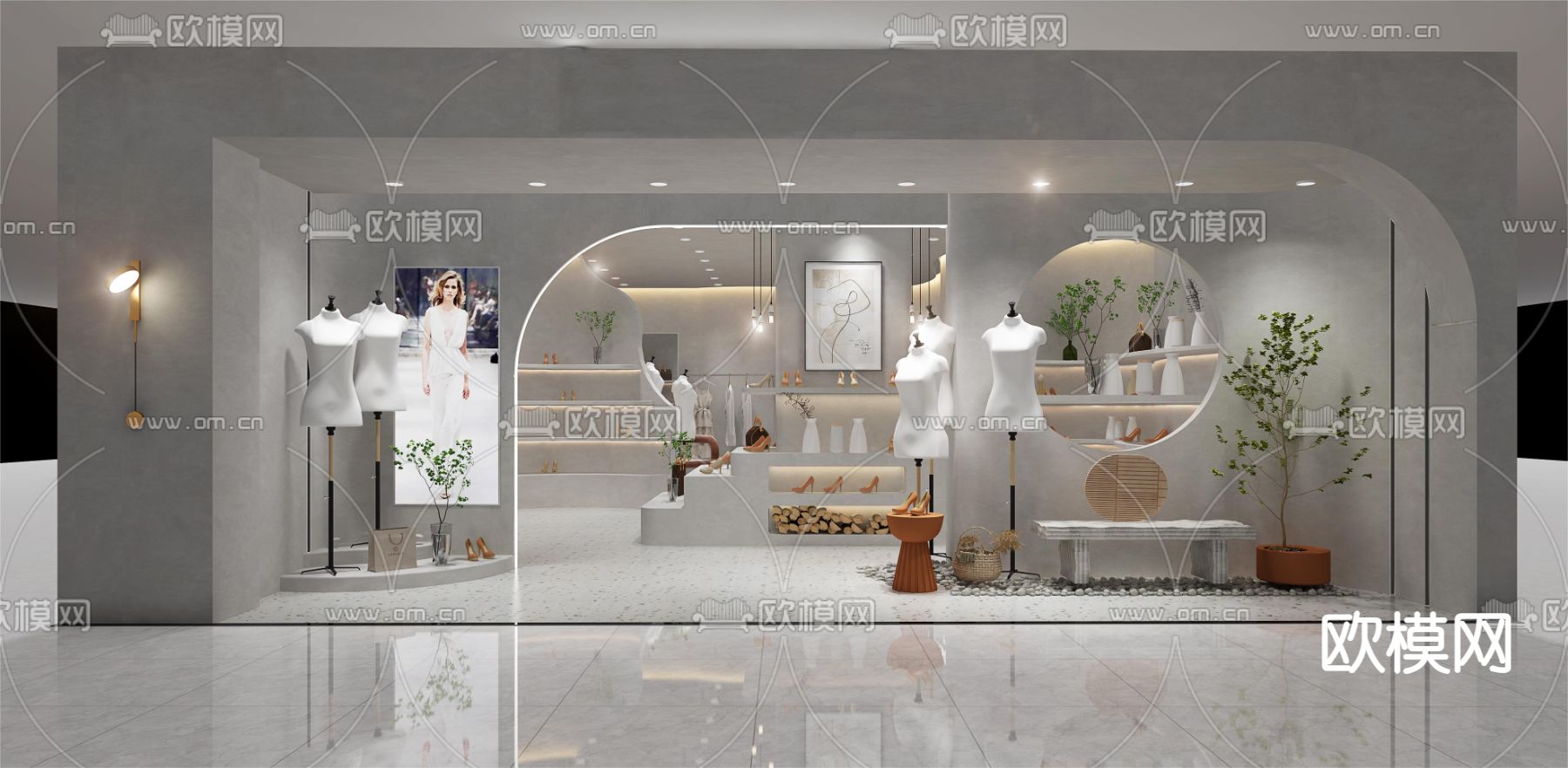 侘寂服装店 鞋店3d模型下载（渲染图2）