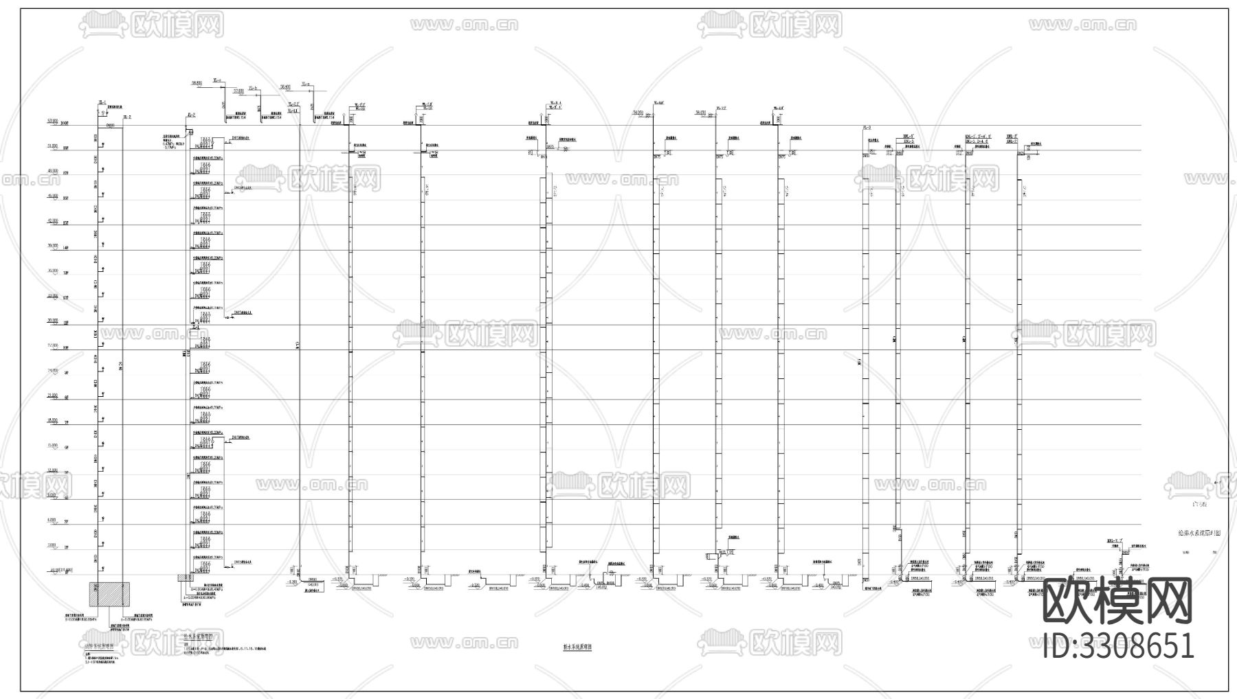 高层住宅给排水cad平面图下载（渲染图8）