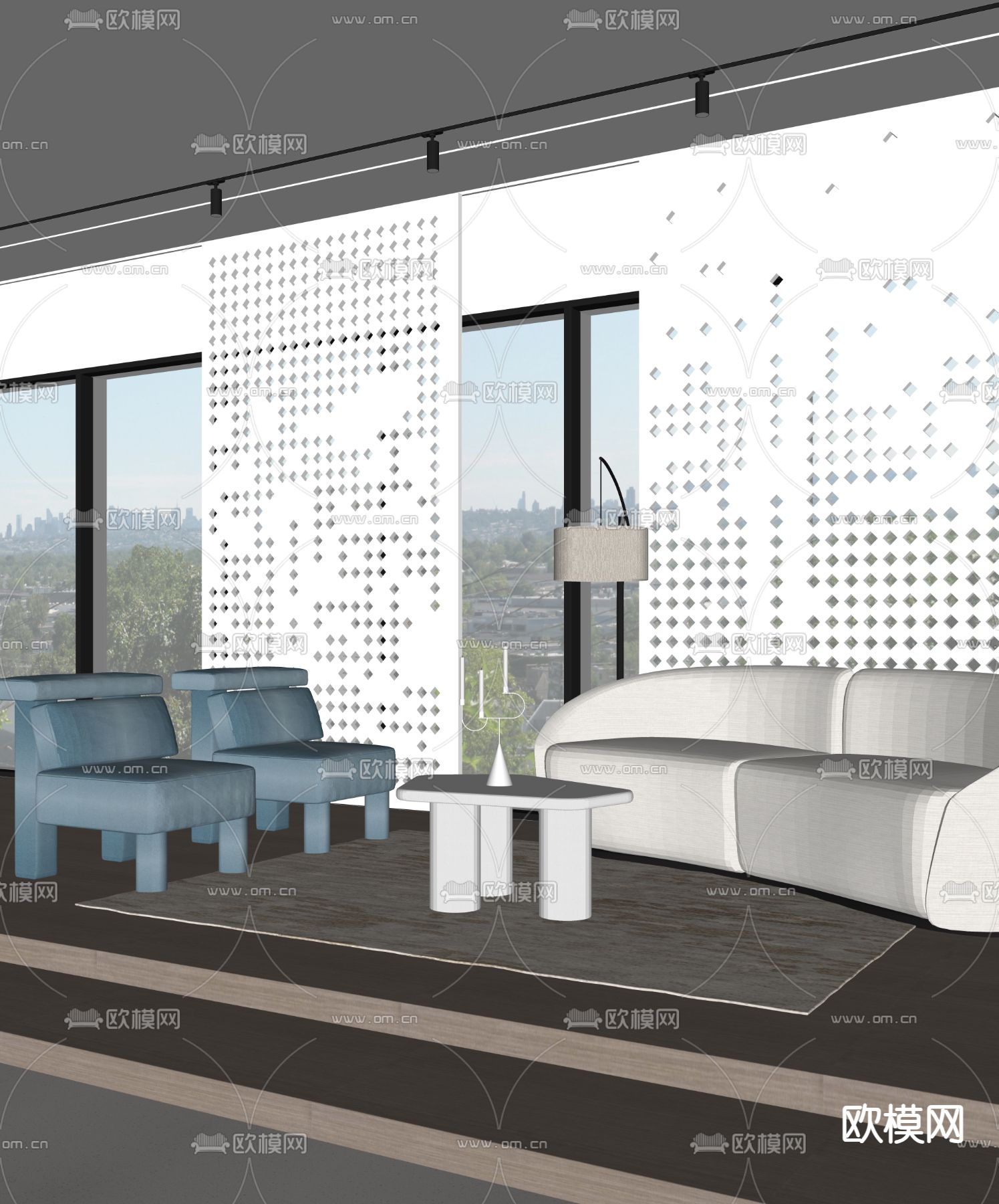 办公室休息区su模型下载（渲染图1）