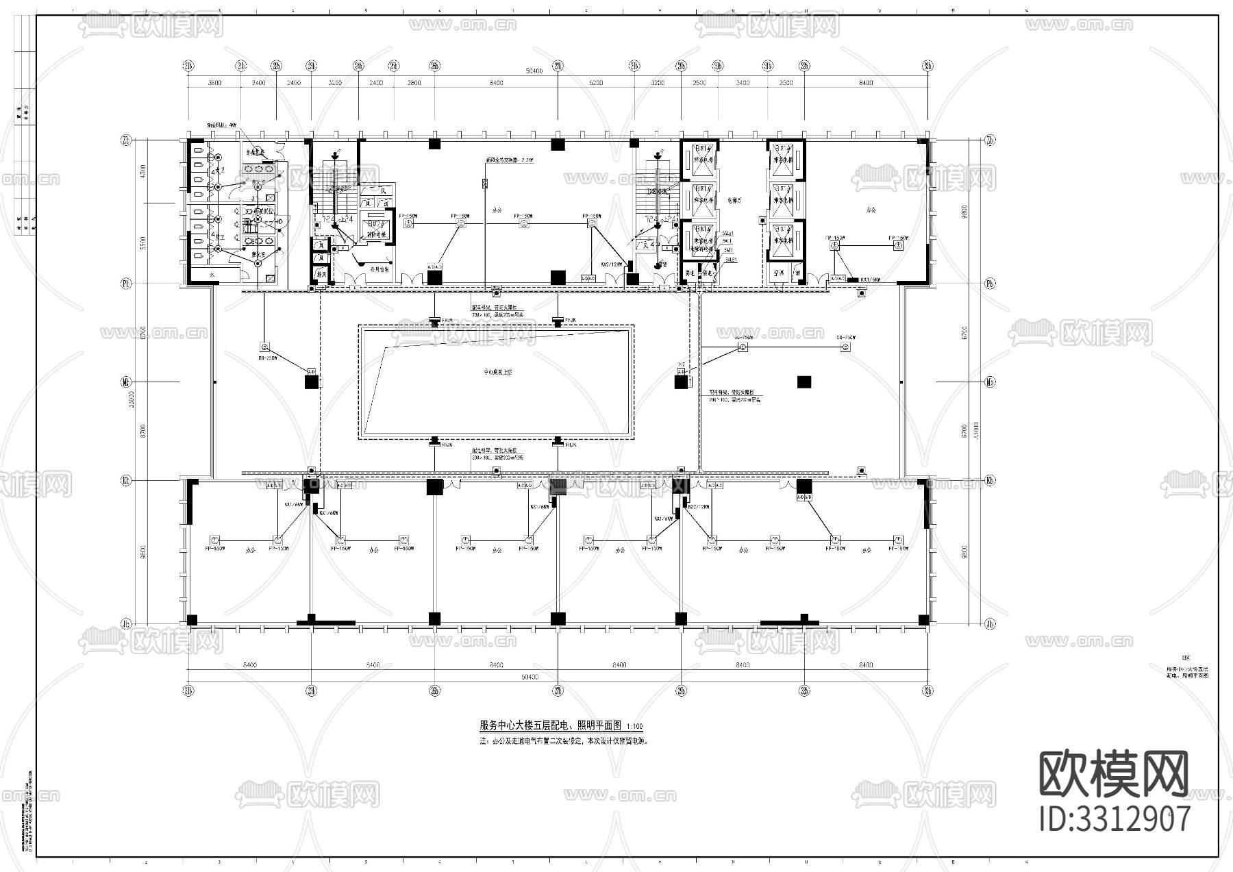 高层办公楼电气图下载（渲染图5）