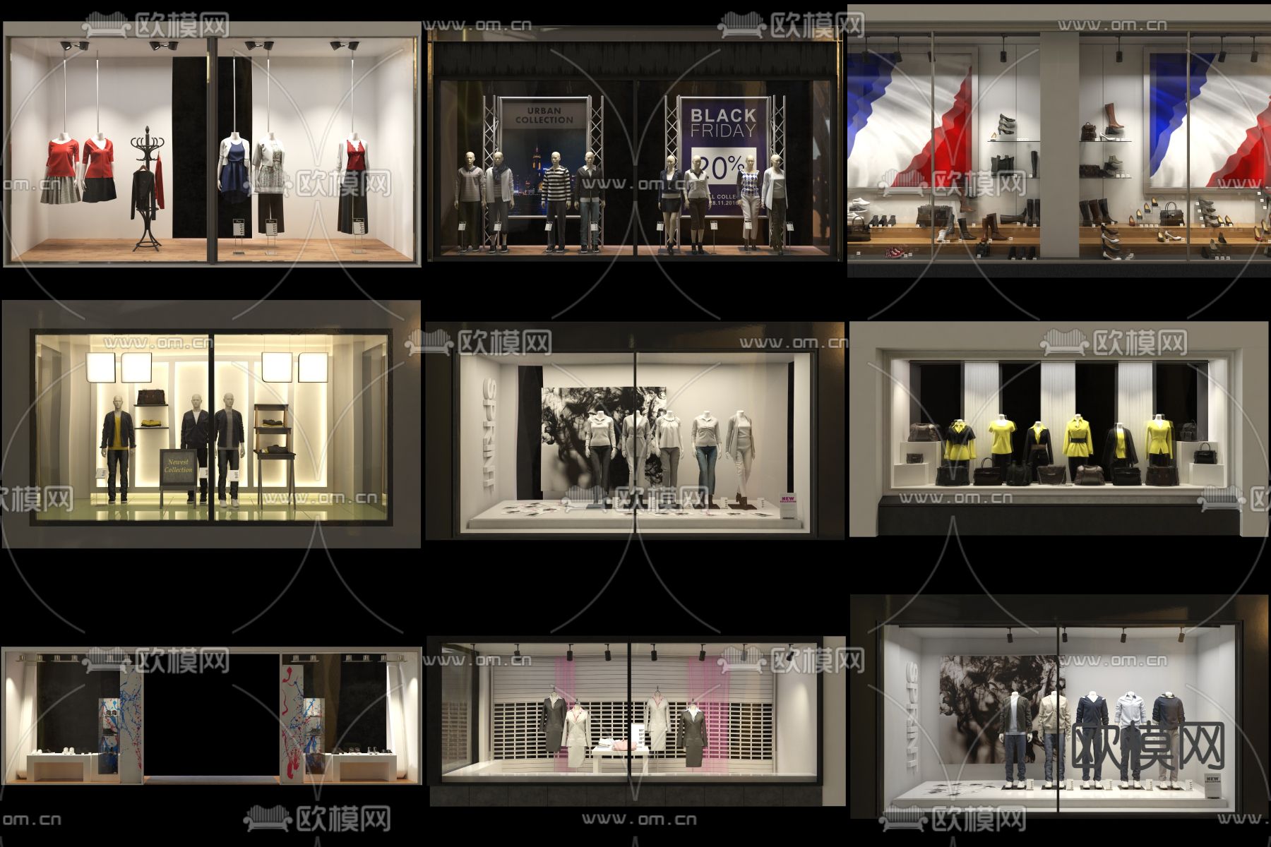 商业橱窗 服装橱窗 服装模特3d模型下载
