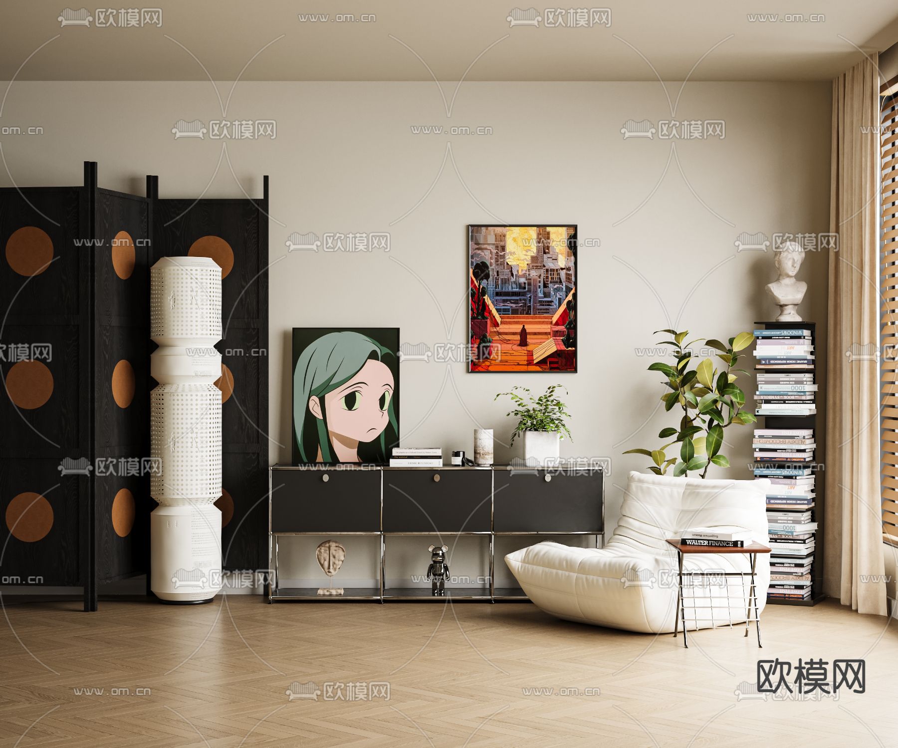 现代斗柜 边柜3d模型下载