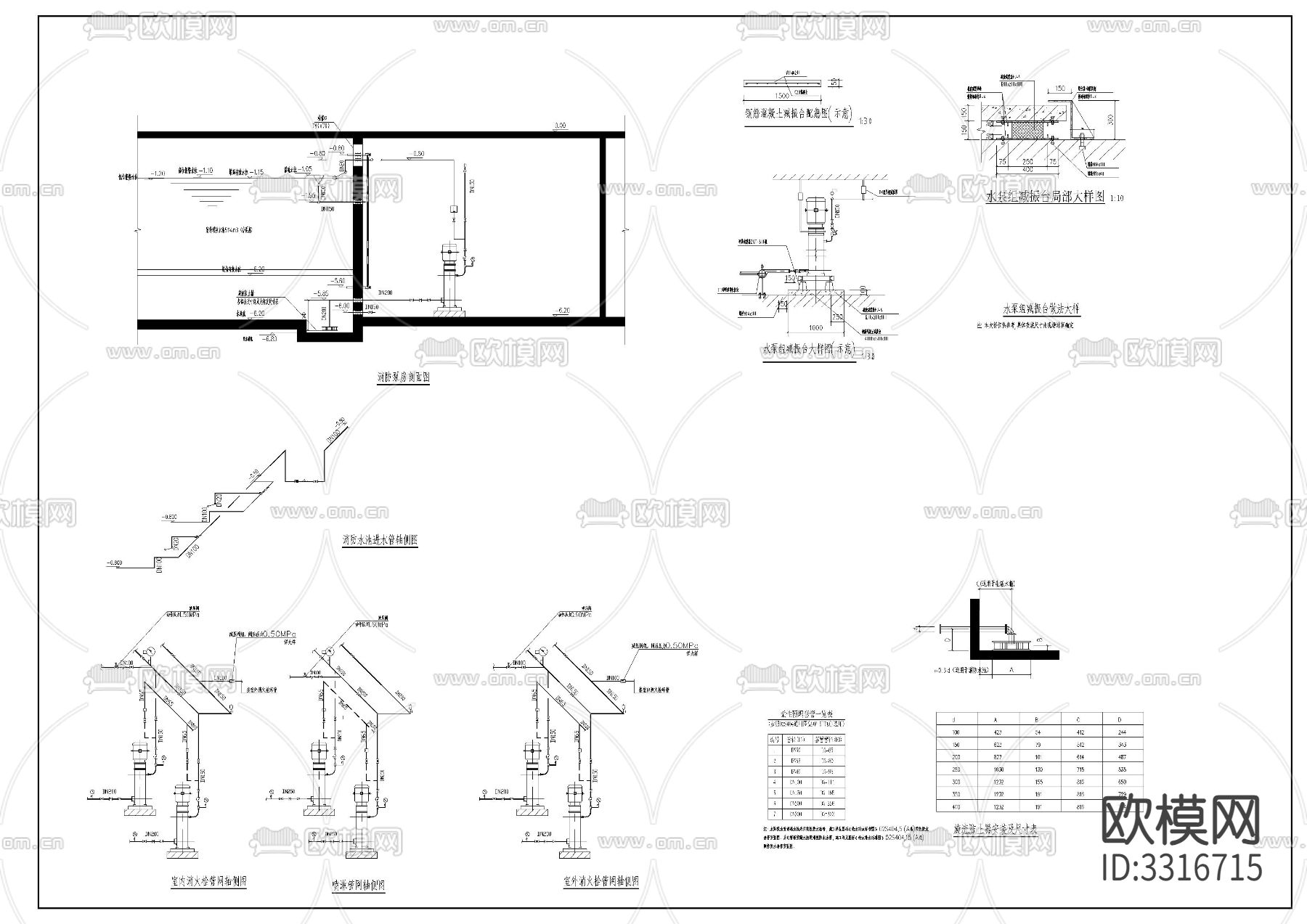 消防泵房cad大样图下载（渲染图2）