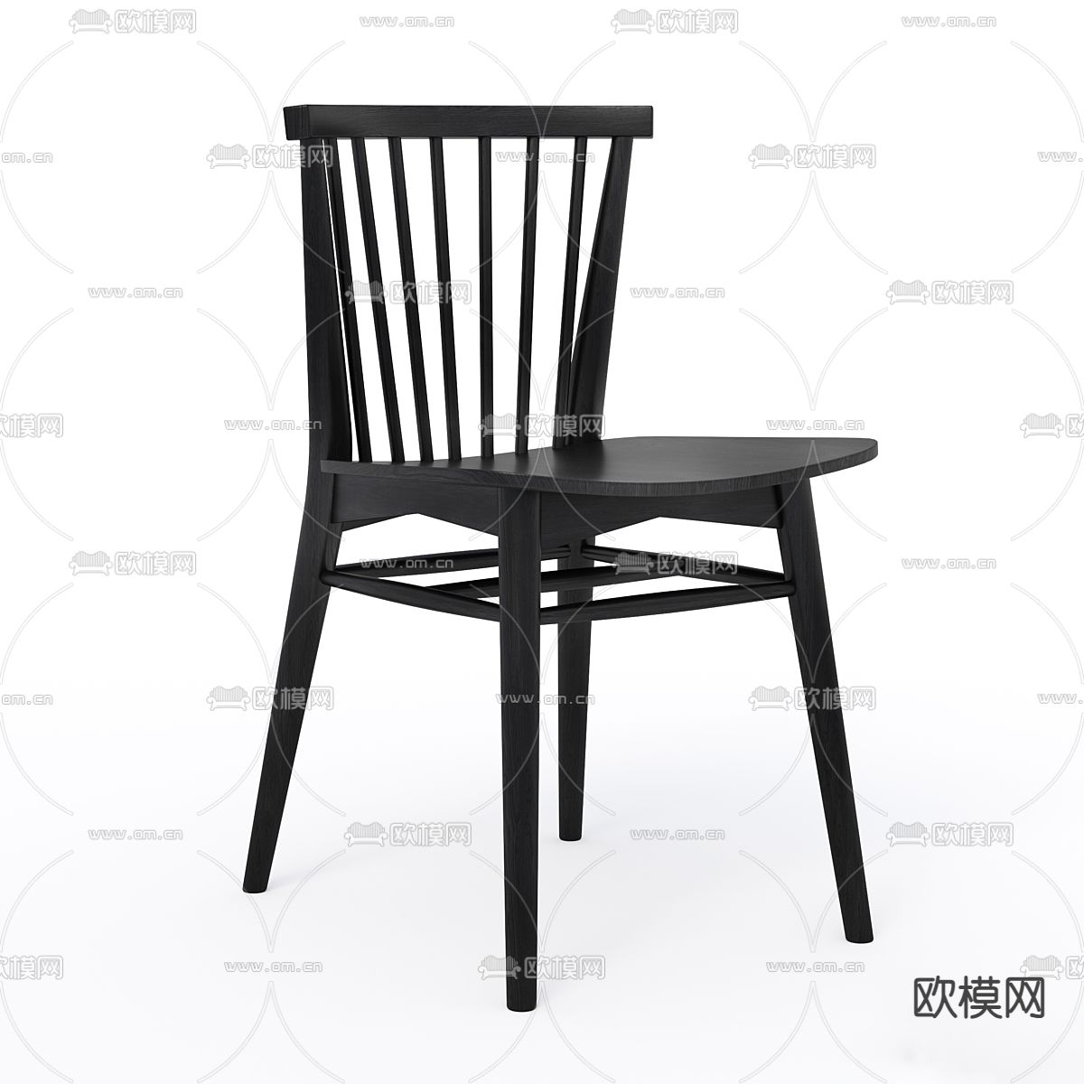 中古风椅子 餐椅3d模型下载（渲染图2）