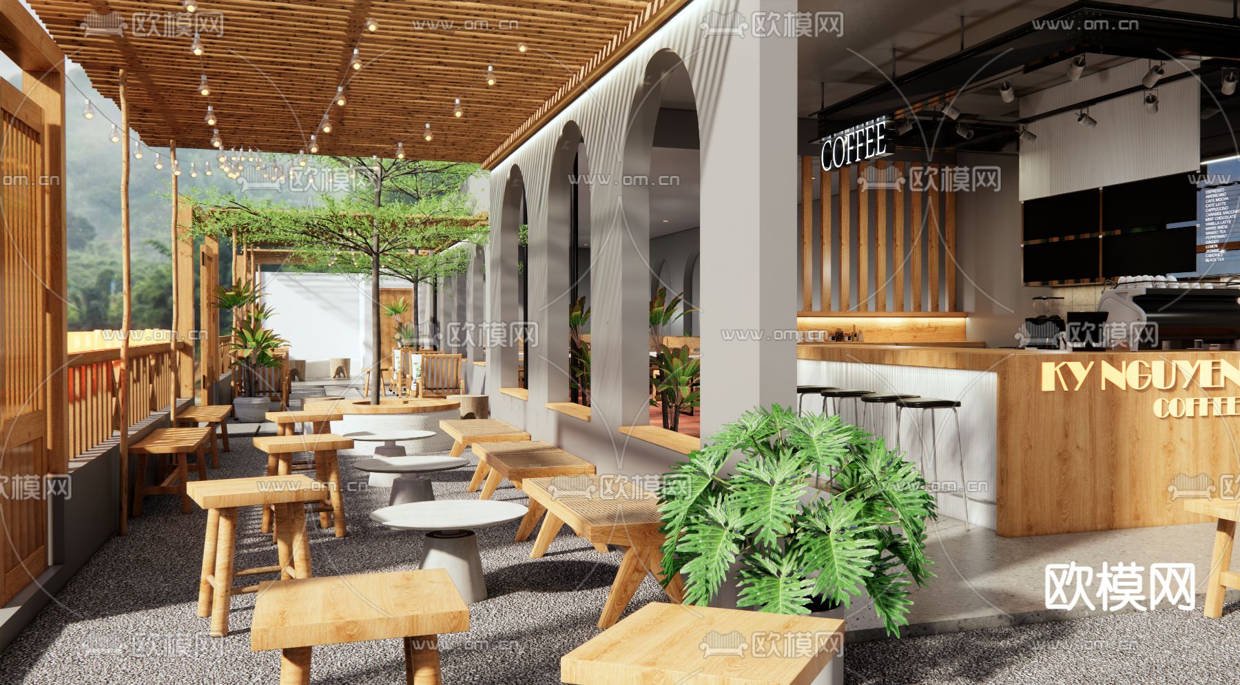 民宿庭院3d模型下载（渲染图4）