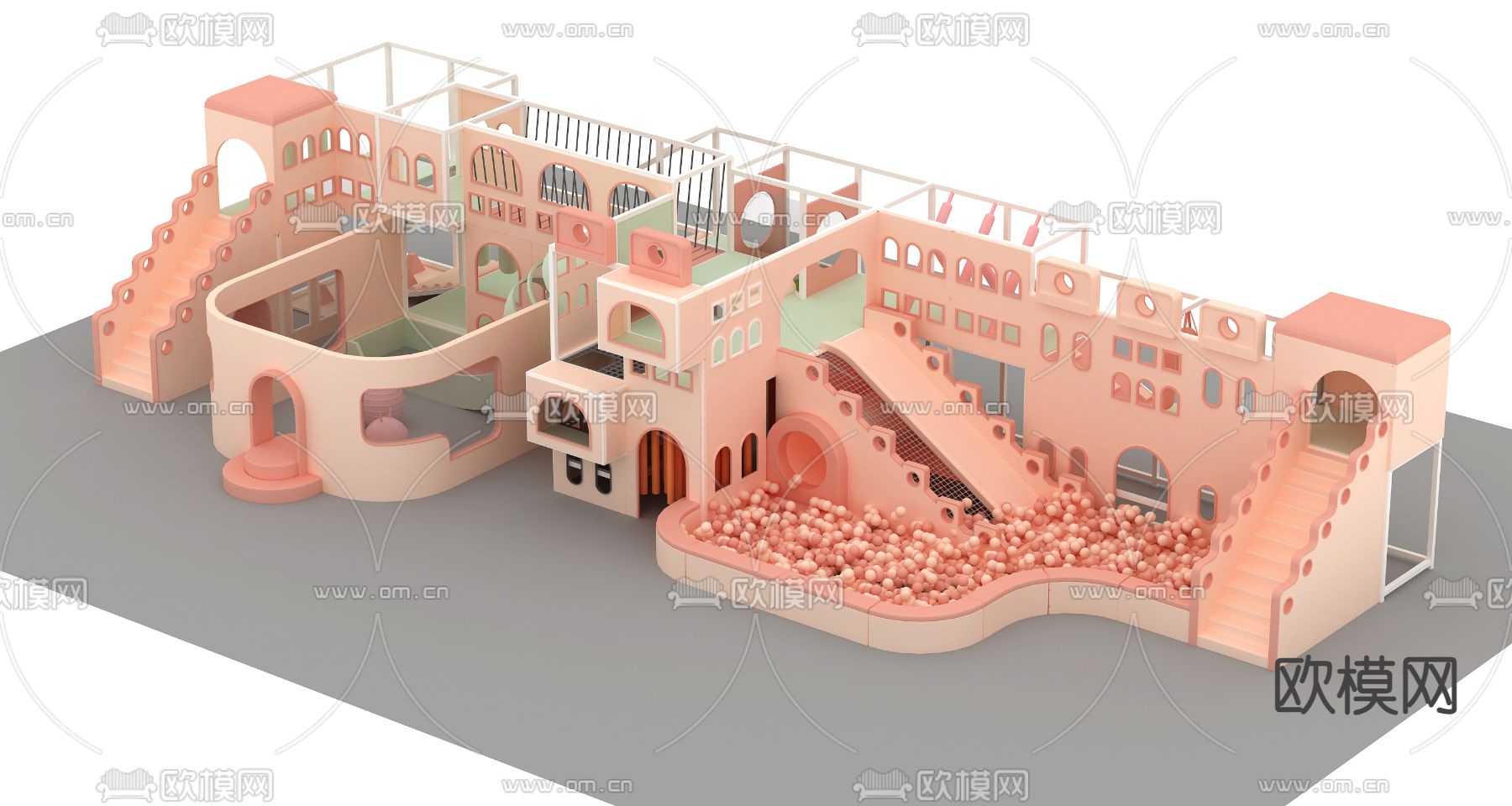 儿童乐园 室内淘气堡 3d模型下载（渲染图1）