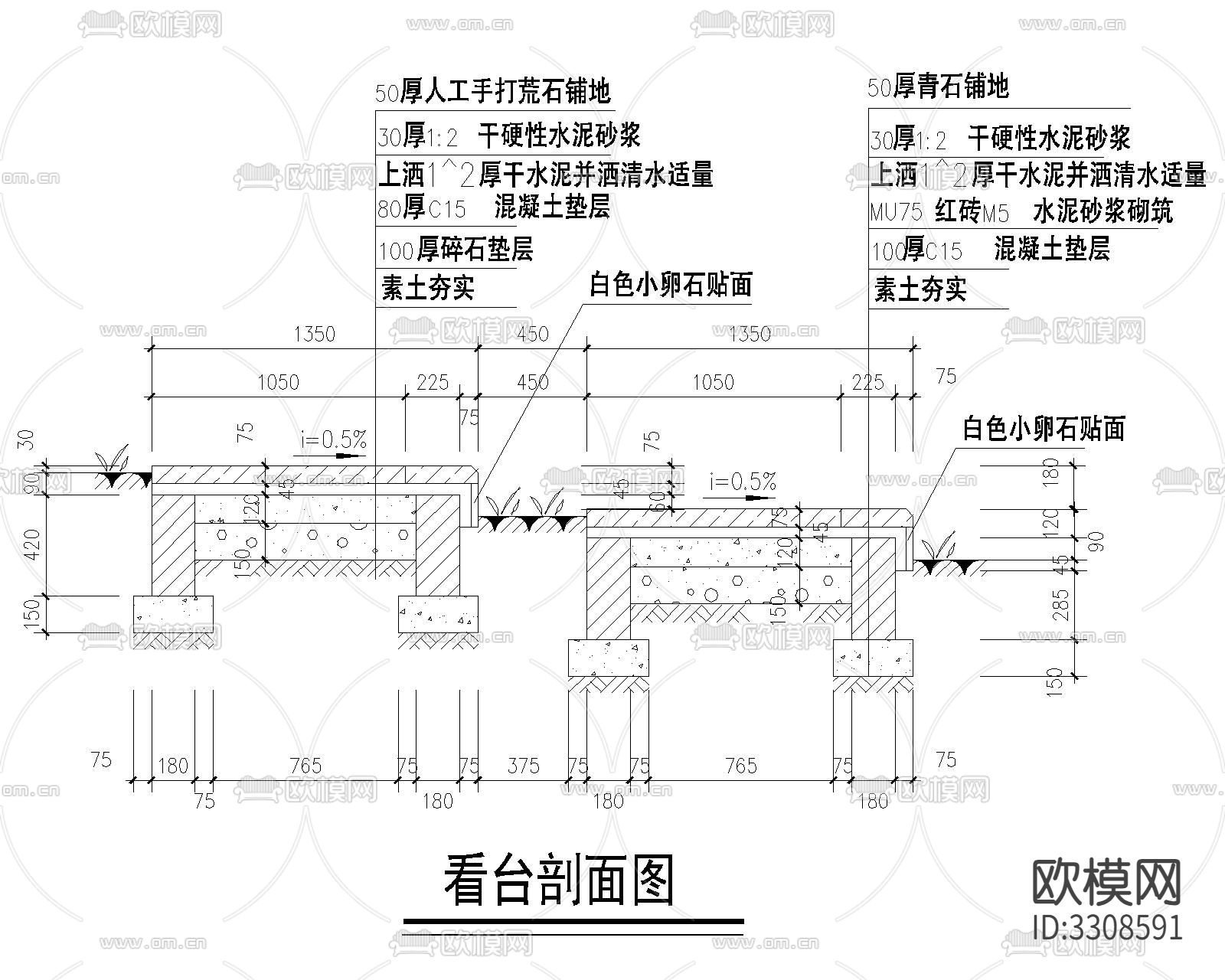 台阶坡道CAD立面图下载（渲染图7）