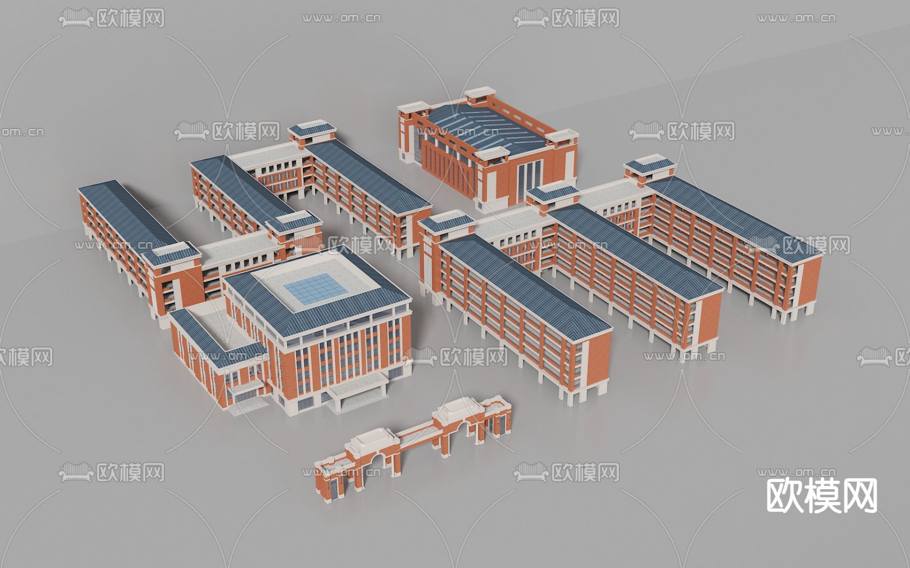 教学楼 体育馆 宿舍楼3d模型下载