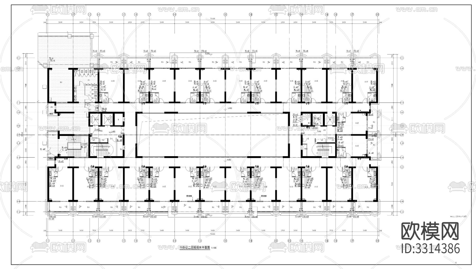 办公楼水电CAD施工图下载（渲染图6）