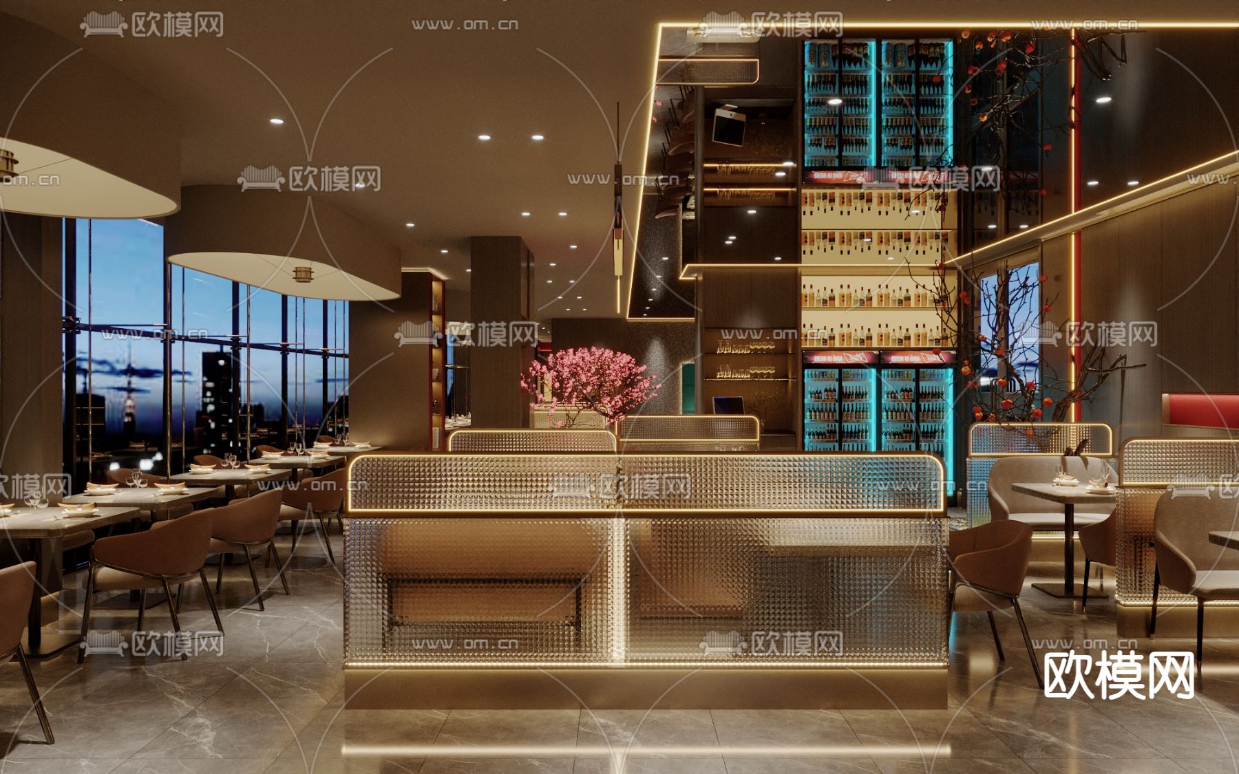 中餐厅 自助餐厅3d模型下载（渲染图1）