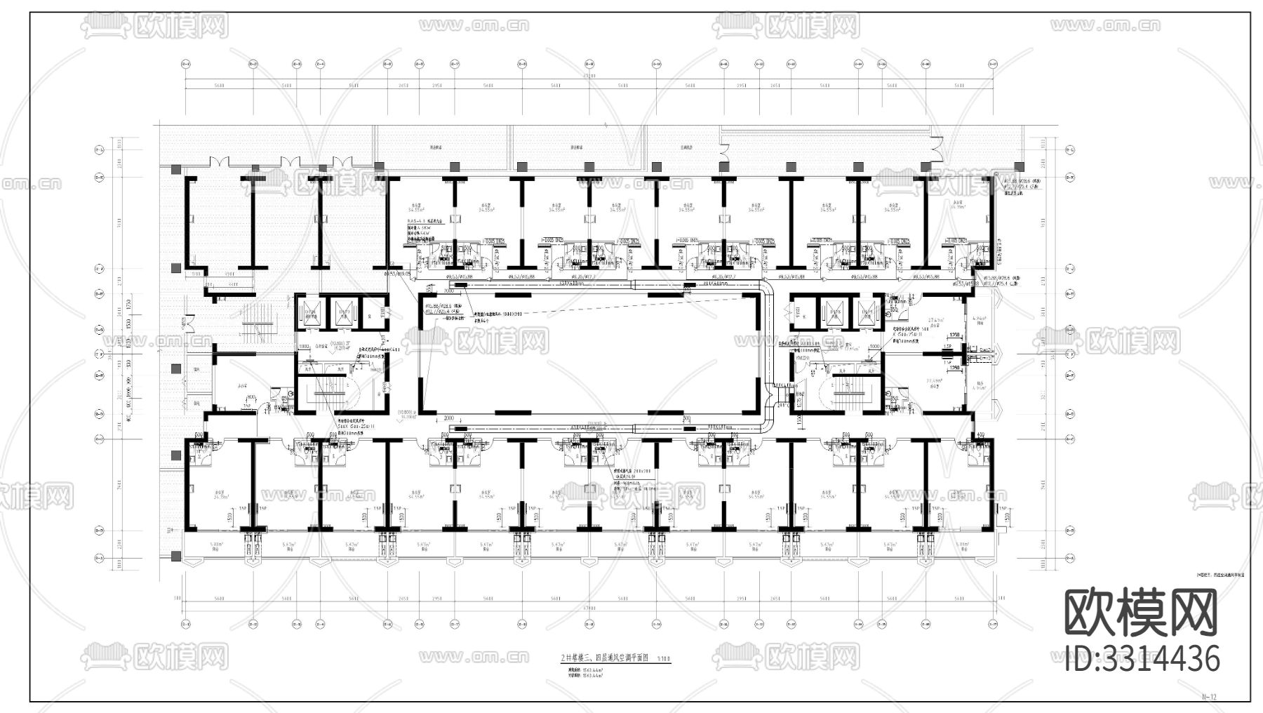 高层办公楼暖通图CAD施工图下载（渲染图6）
