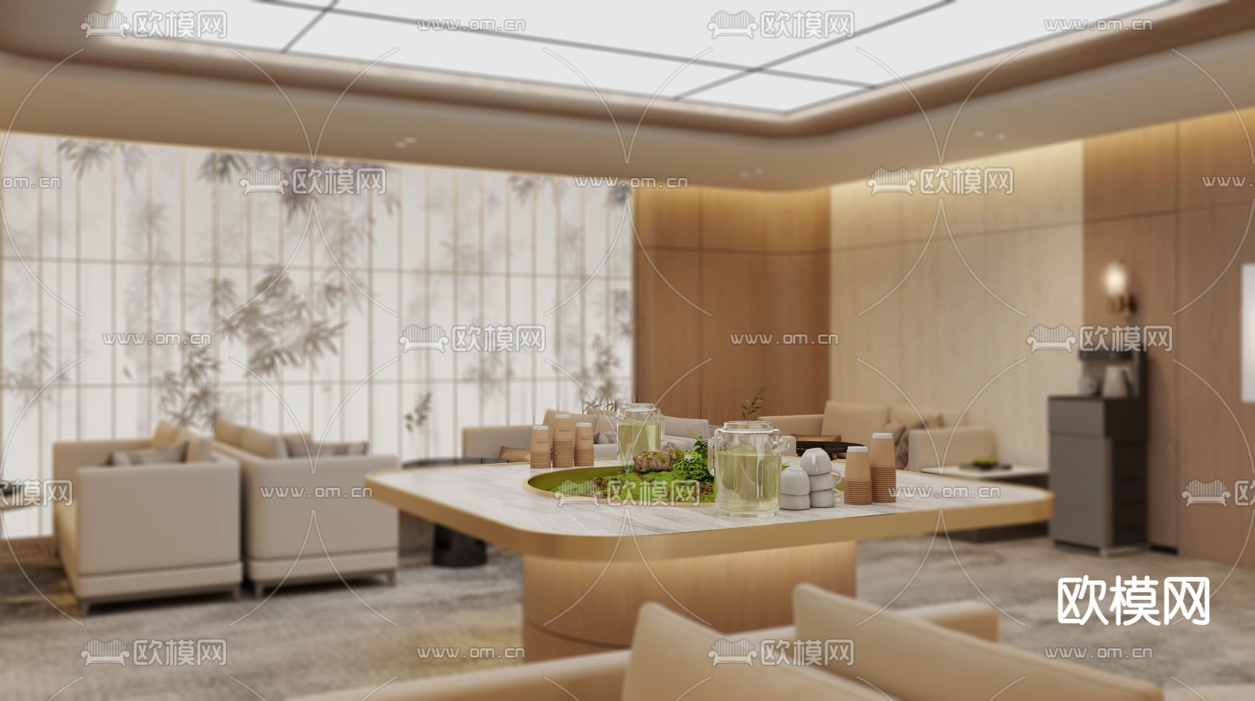 日式医院候诊区3d模型下载（渲染图3）