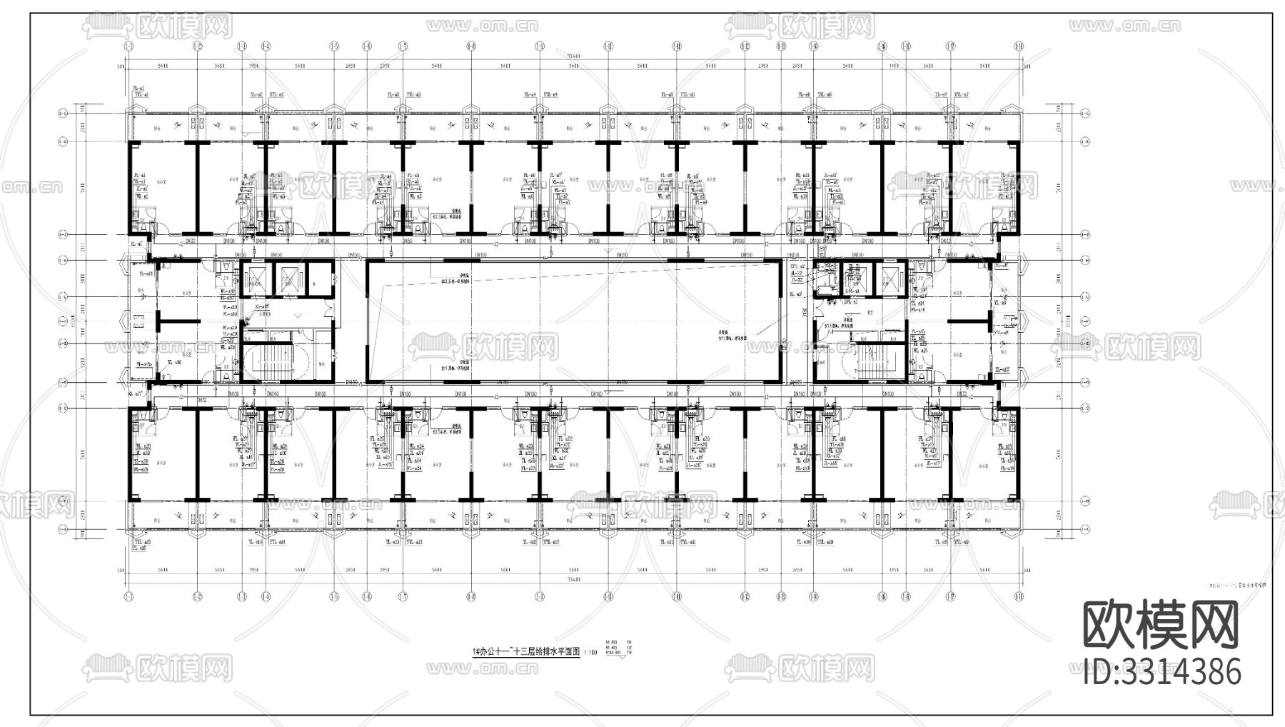 办公楼水电CAD施工图下载（渲染图4）