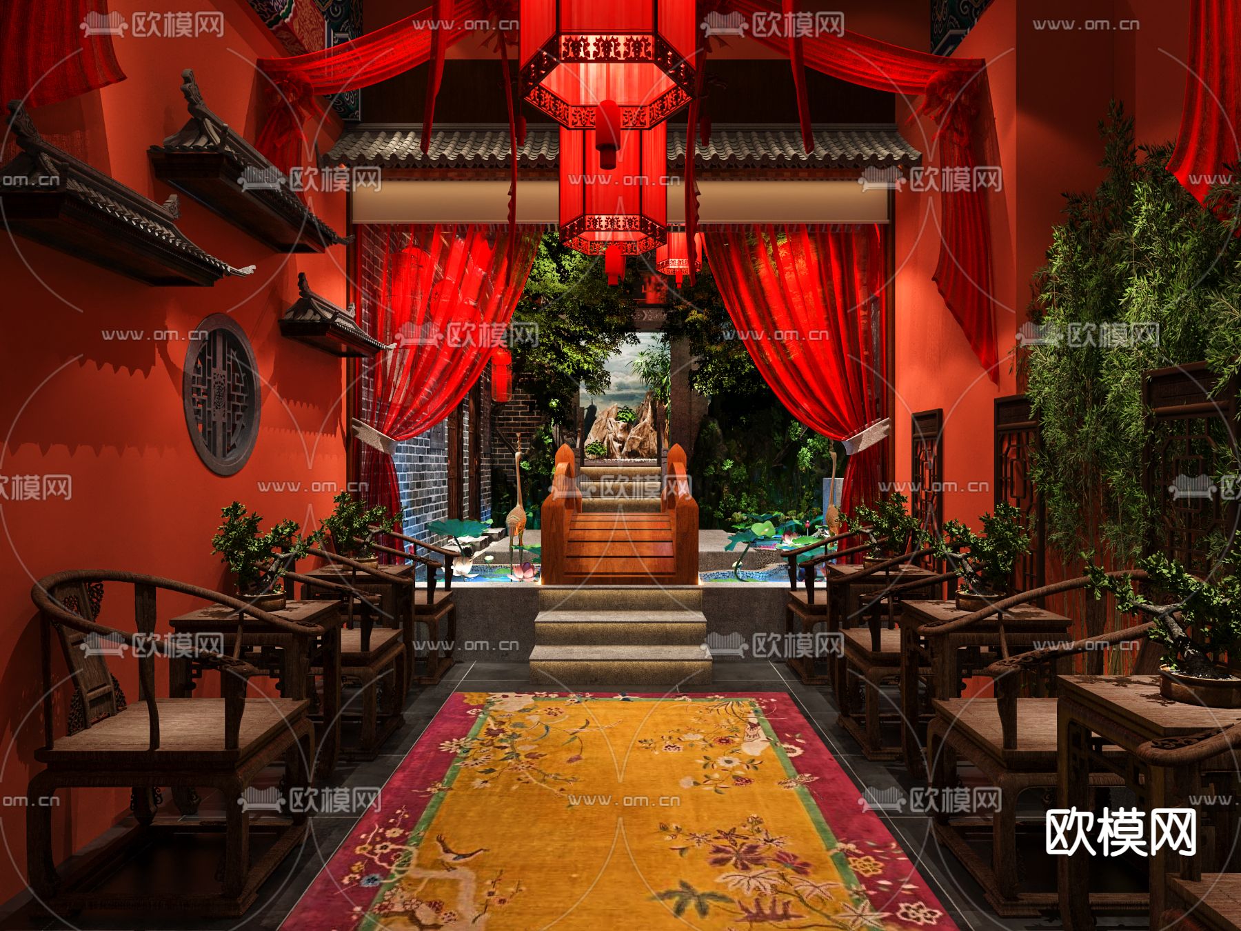 中式剧本杀3d模型下载（渲染图1）