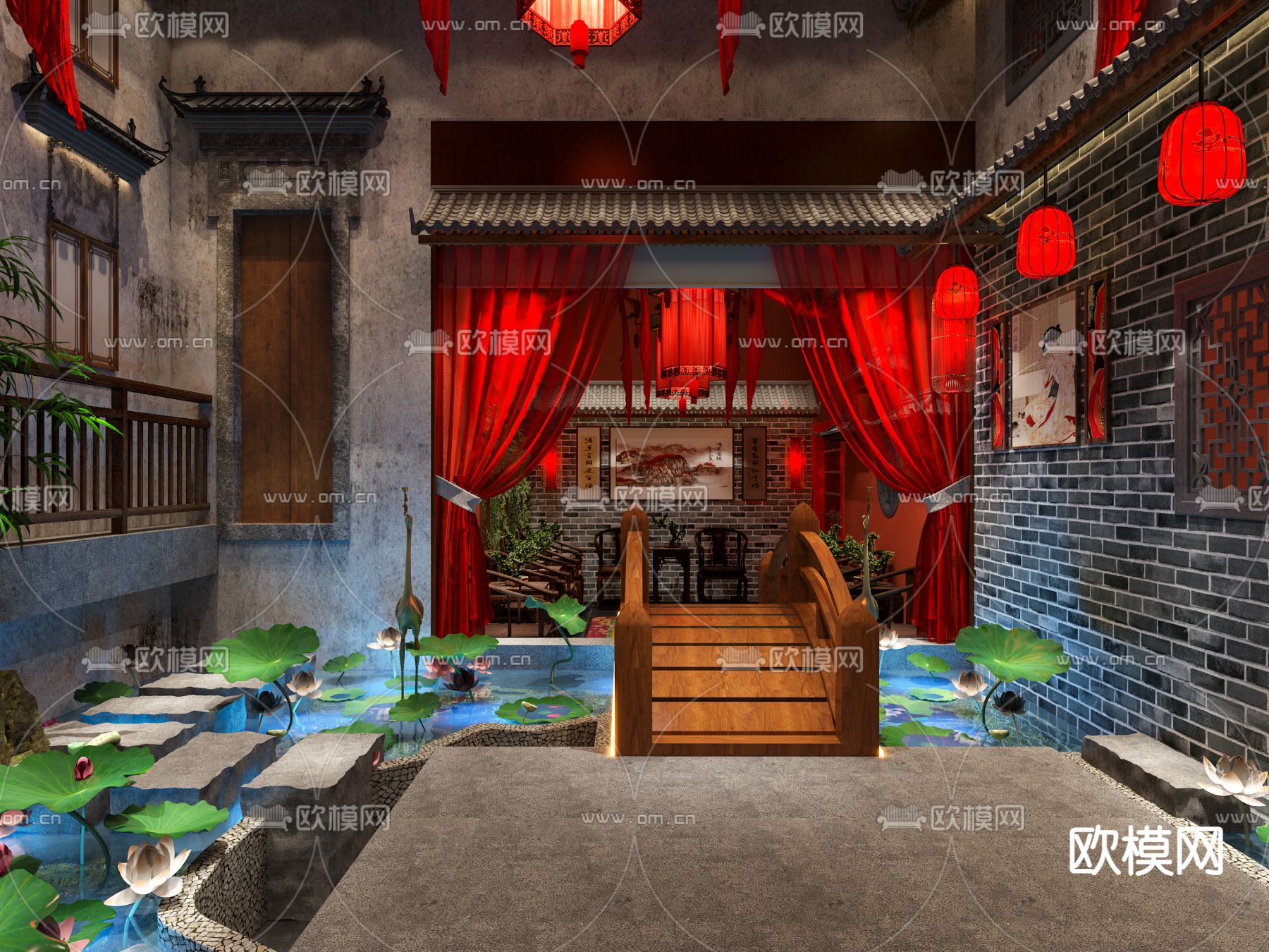 中式剧本杀3d模型下载（渲染图2）