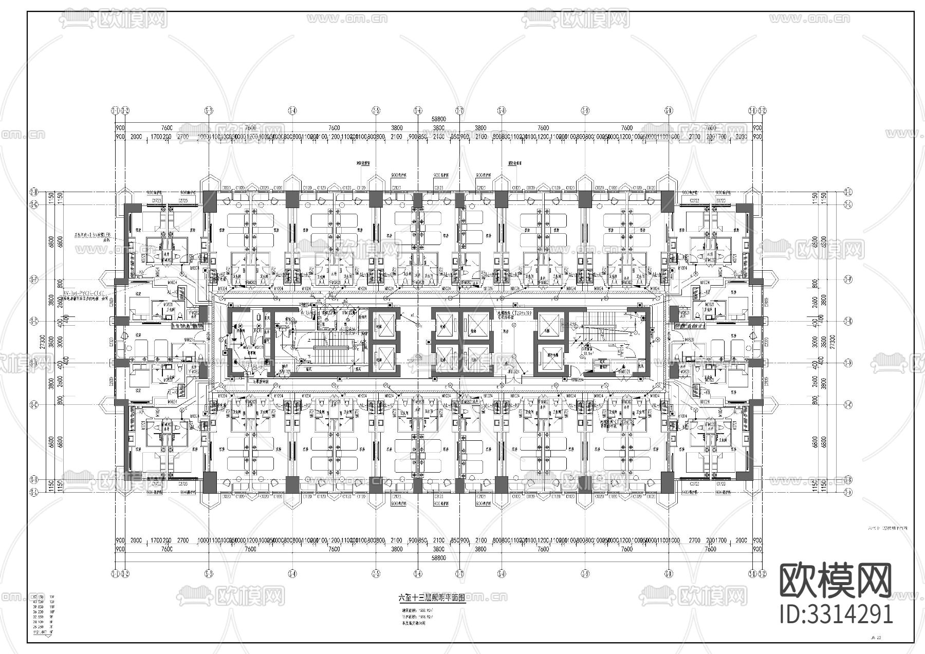 酒店塔楼电CAD施工图下载（渲染图7）
