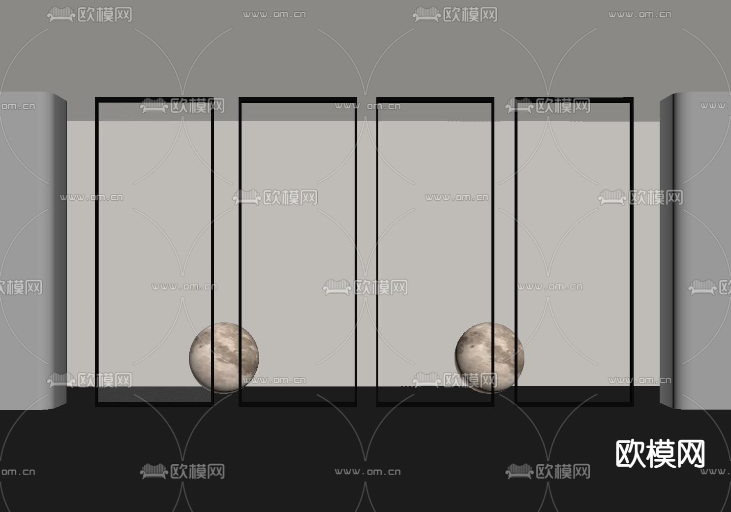 玻璃隔断su模型下载（渲染图1）