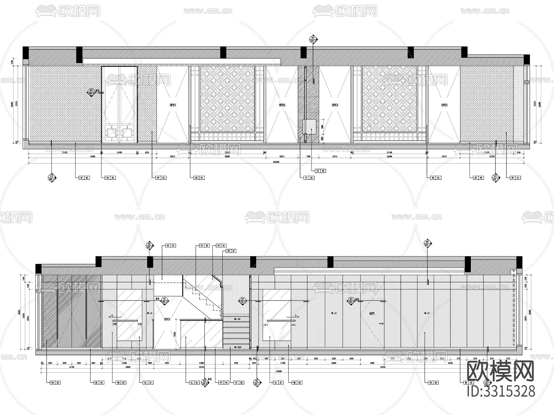 553㎡凌子达—新中式三层别墅室内CAD施工图下载（渲染图9）