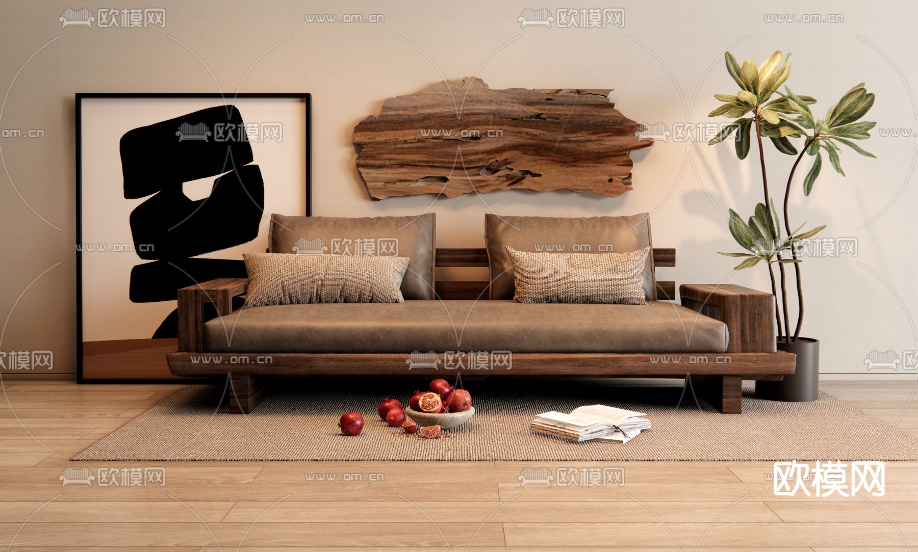 侘寂双人沙发3d模型下载