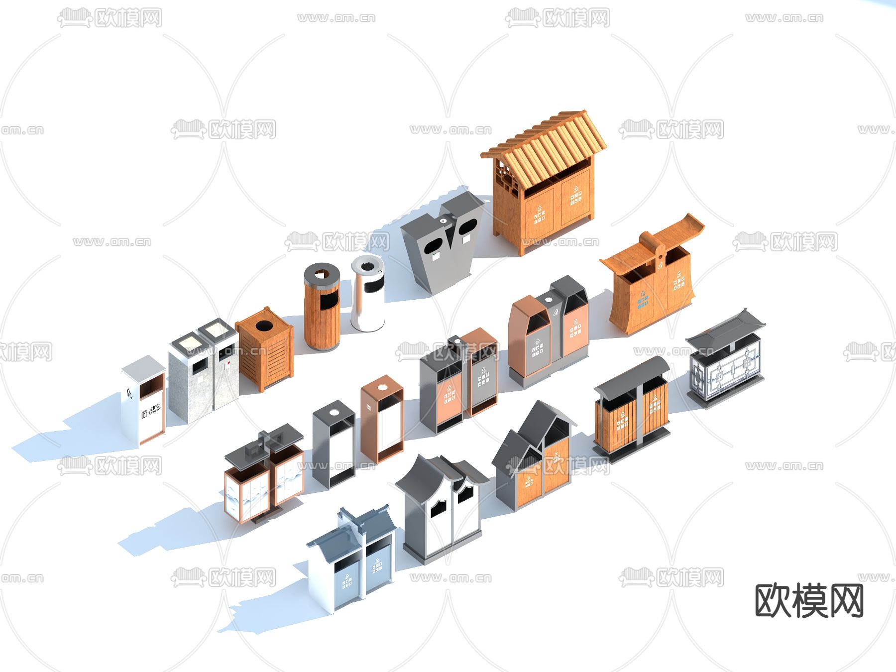 公用垃圾桶 3d模型下载