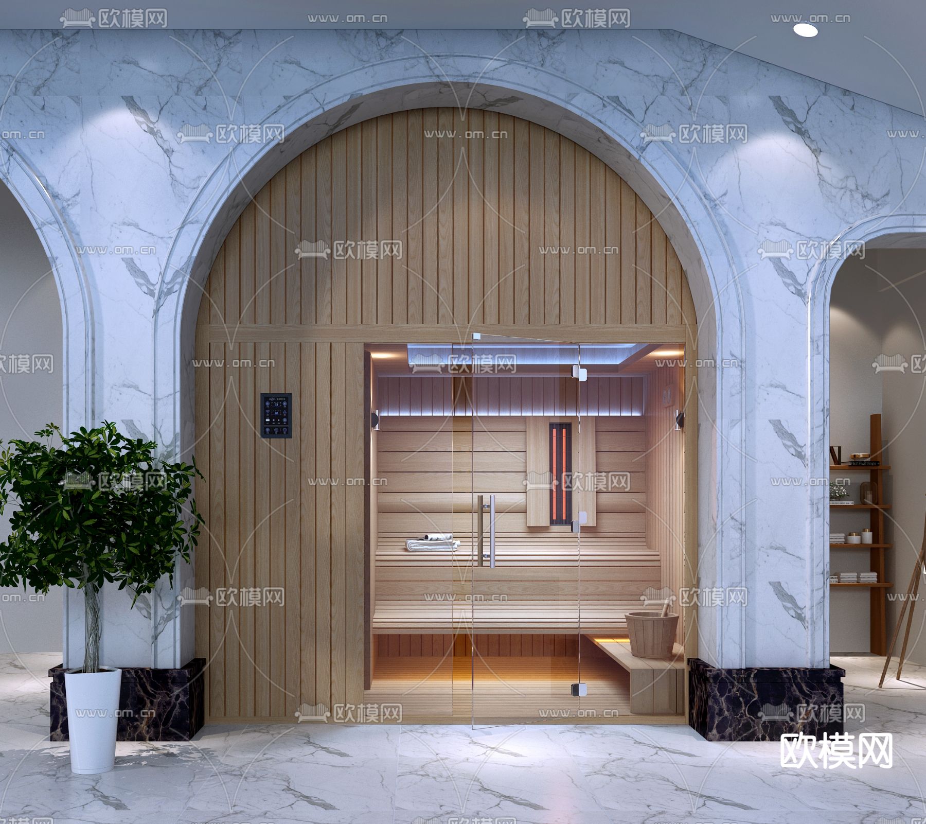 洗浴店 桑拿房3d模型下载（渲染图1）