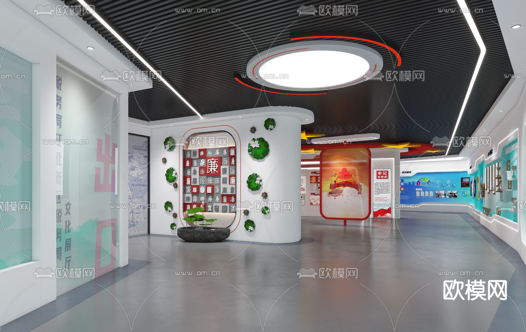 现代党建展厅3d模型下载（渲染图4）