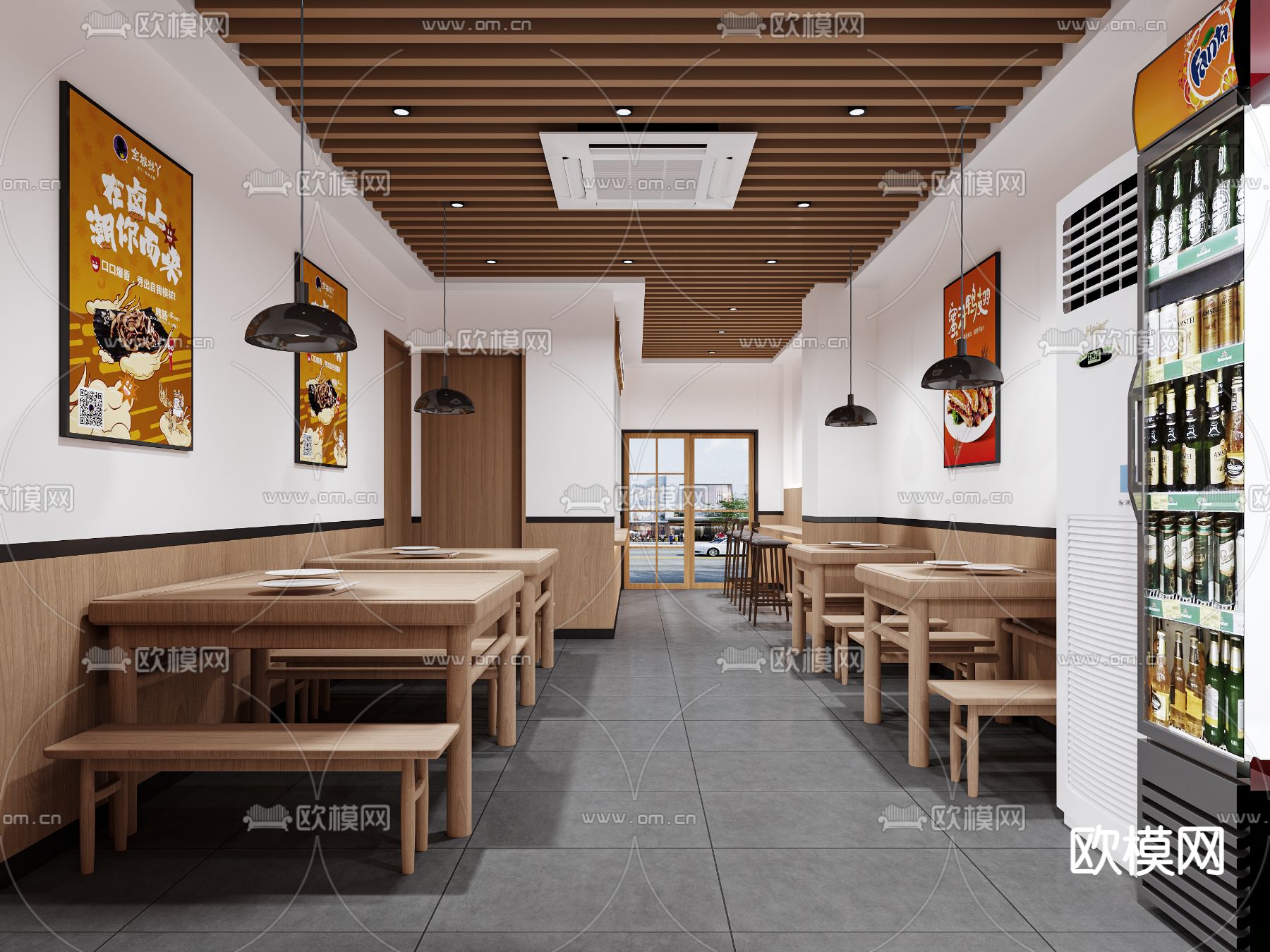 小吃店 早餐店 快餐厅门头3d模型下载（渲染图3）