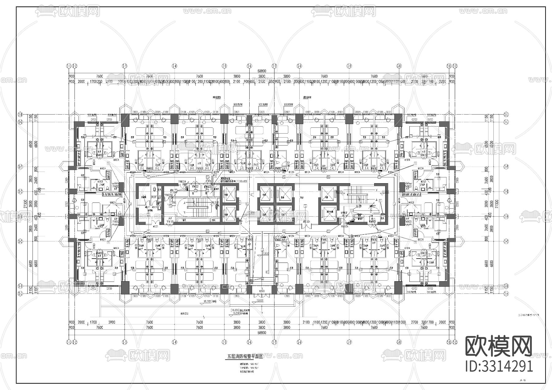 酒店塔楼电CAD施工图下载（渲染图5）