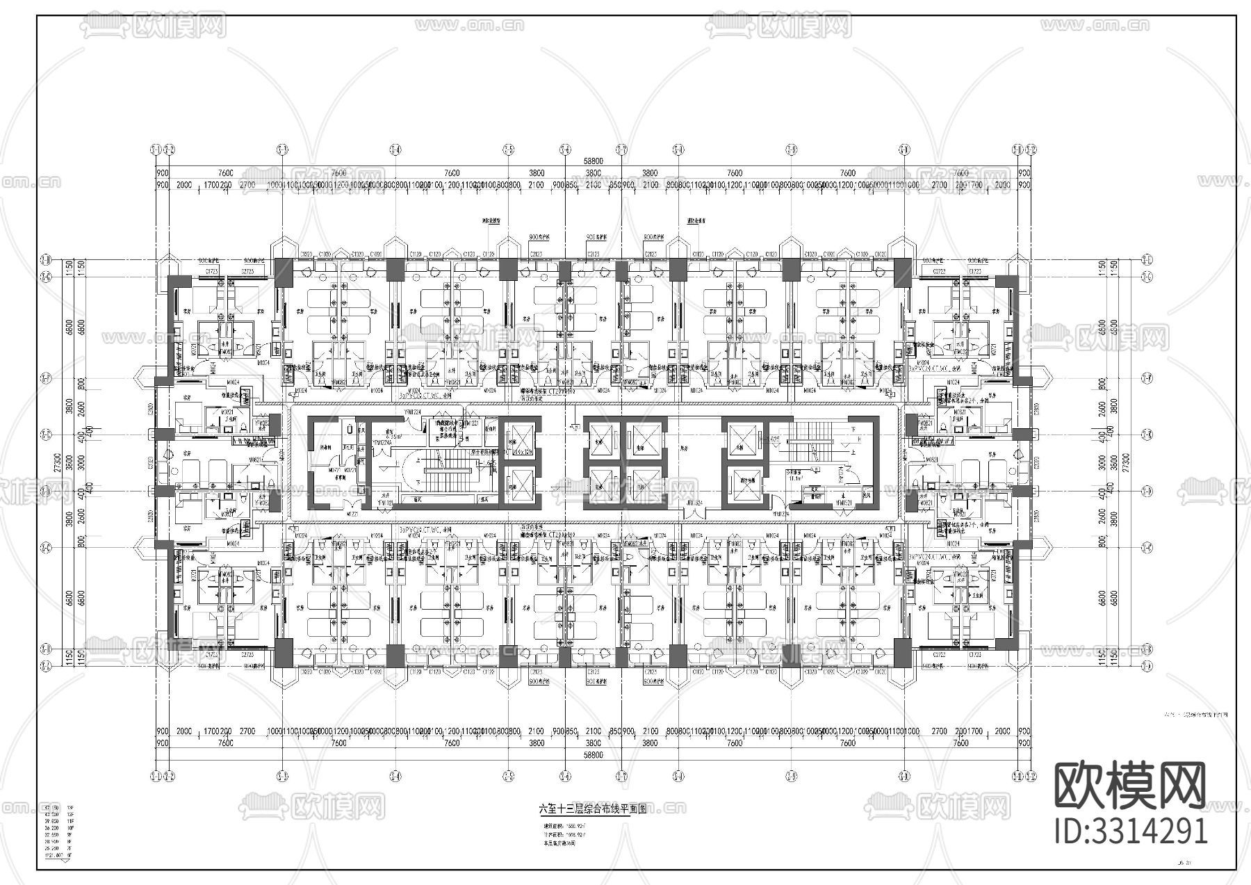 酒店塔楼电CAD施工图下载（渲染图4）