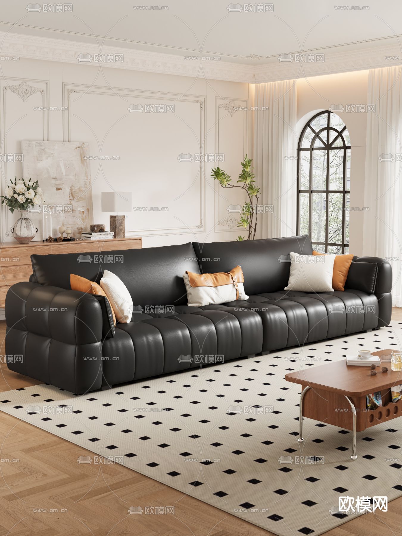 双人沙发 皮革沙发3d模型下载